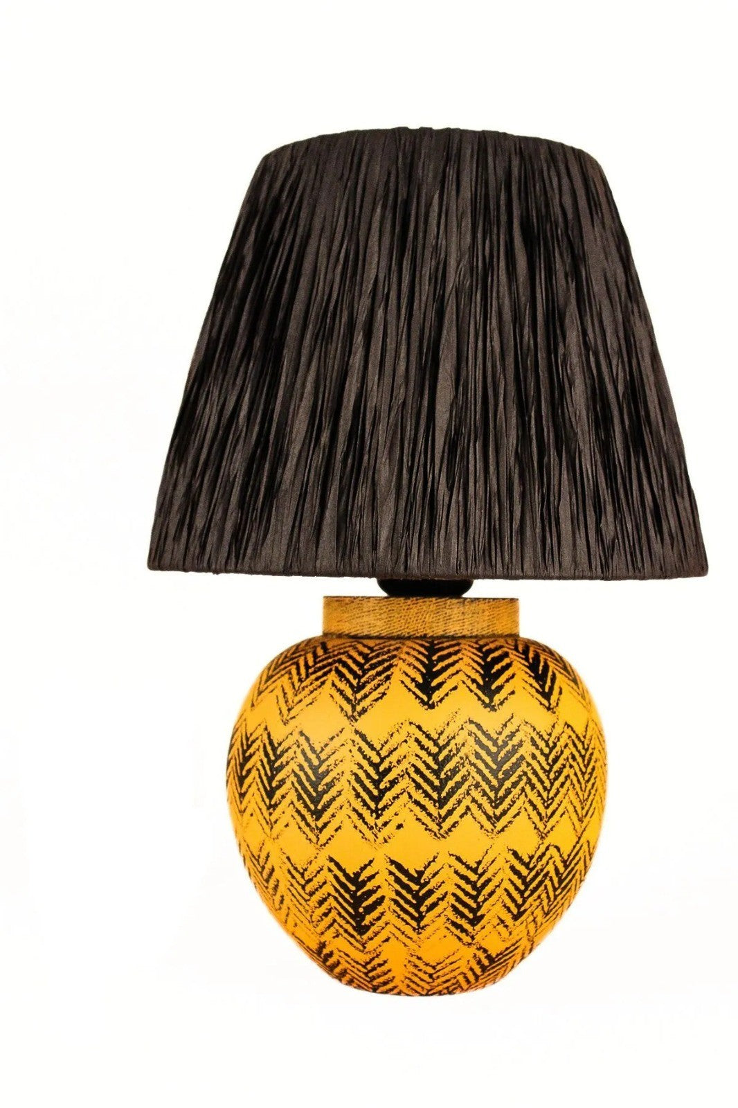 Candeeiro de Mesa de Cerâmica – 35 cm – Laranja e Preto