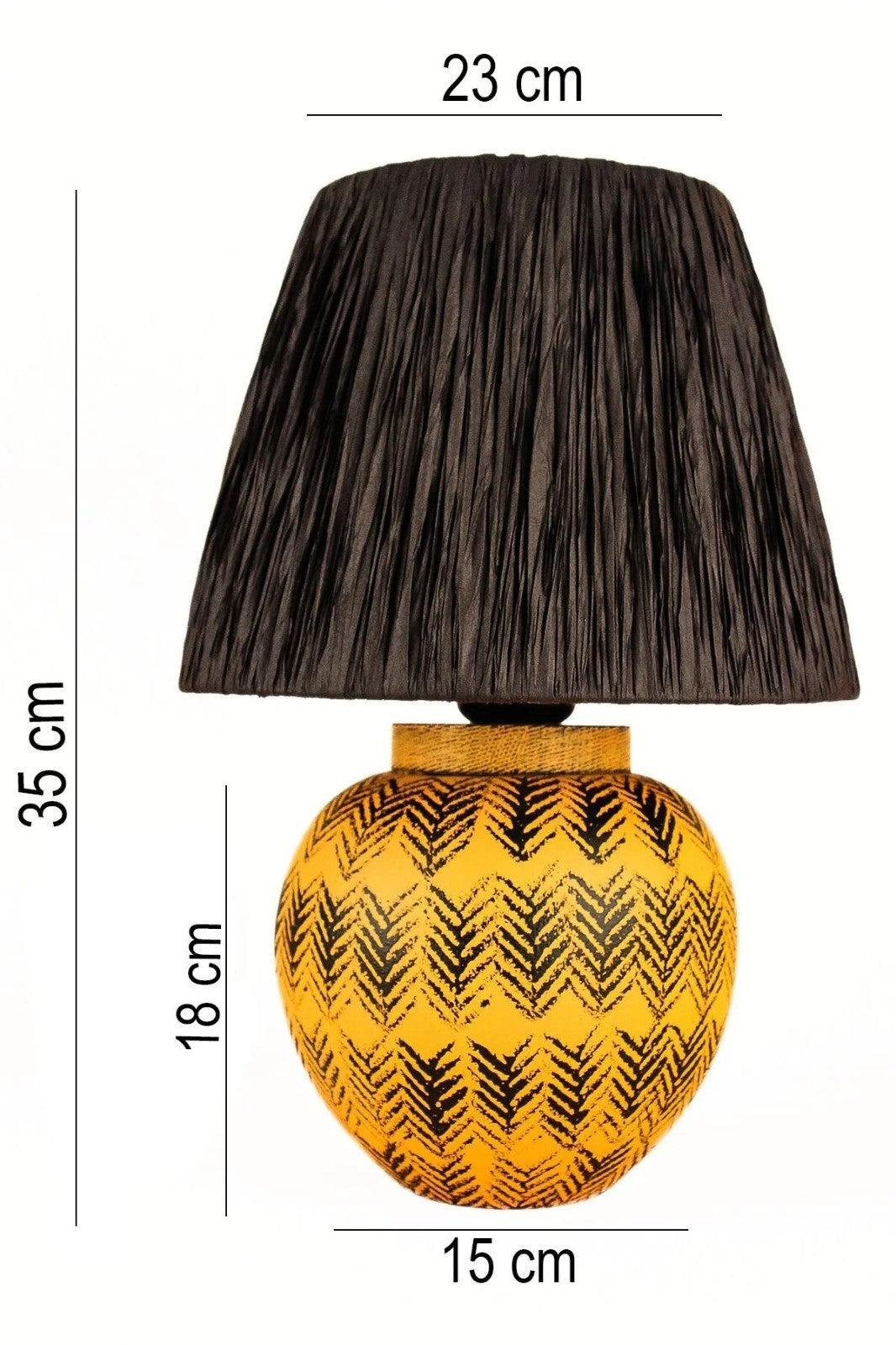 Candeeiro de Mesa de Cerâmica – 35 cm – Laranja e Preto