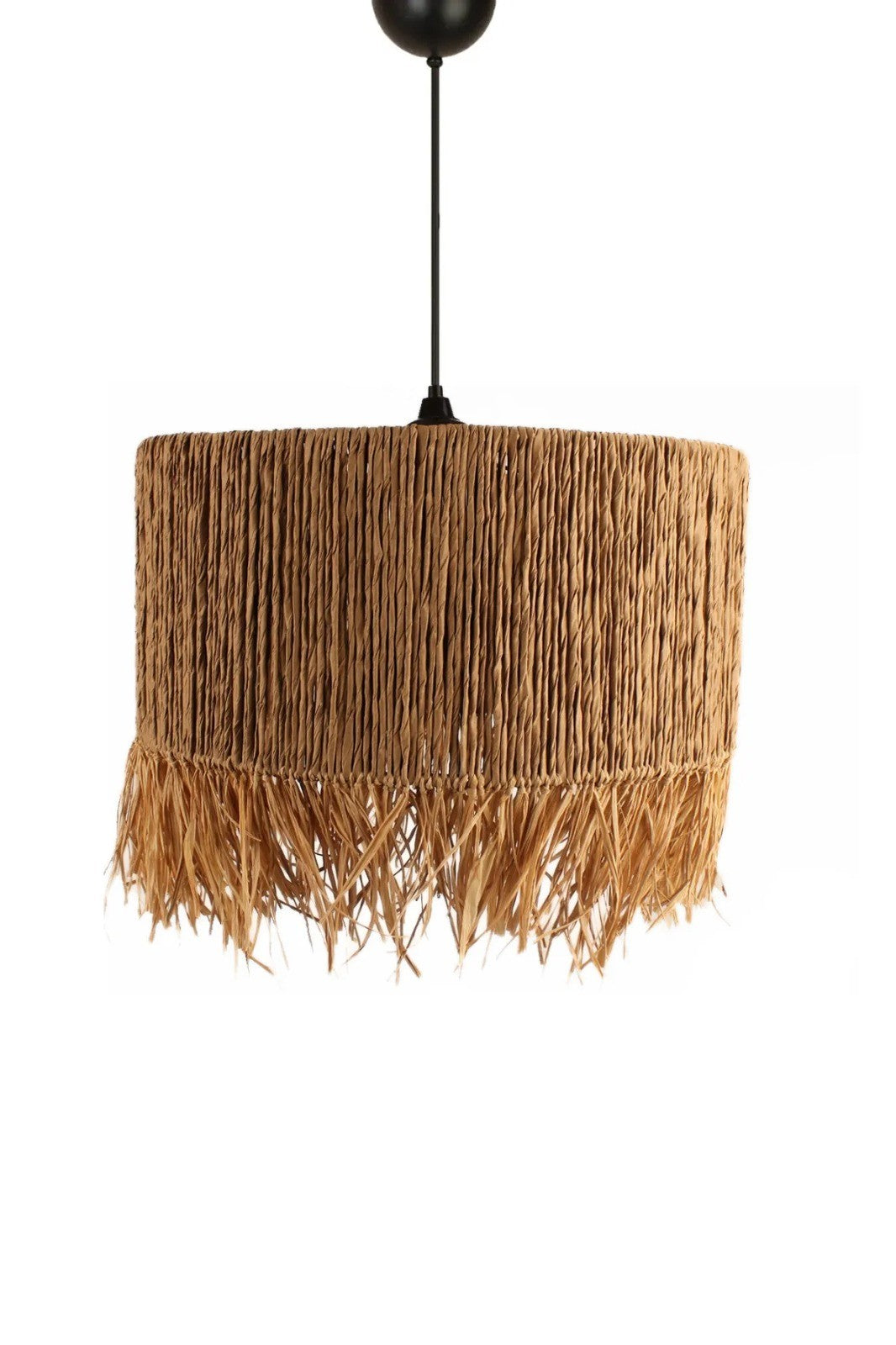 Candeeiro de Teto – 30-85 cm – Carvalho – Plástico com tampa de juta
