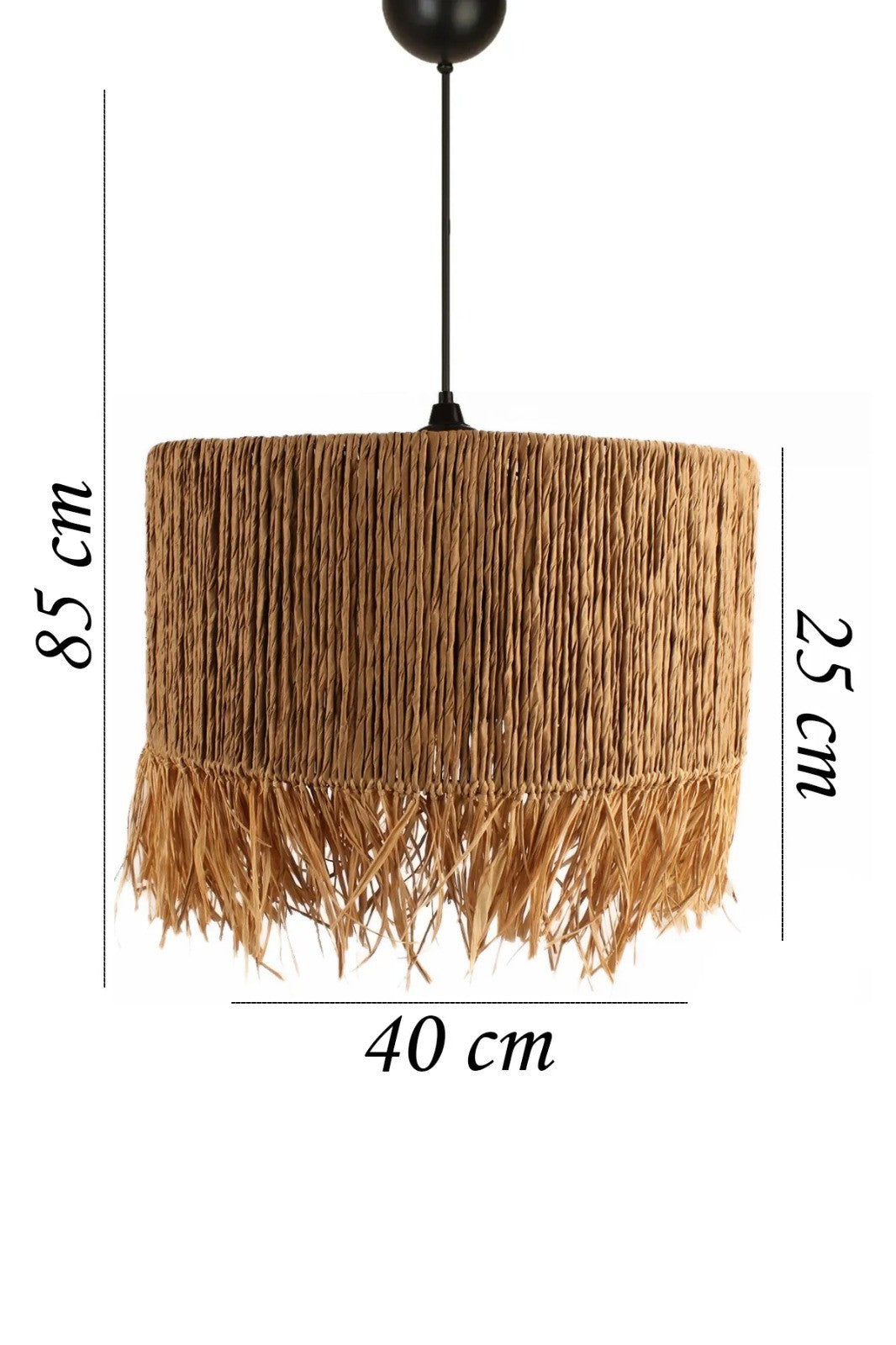 Candeeiro de Teto – 30-85 cm – Carvalho – Plástico com tampa de juta