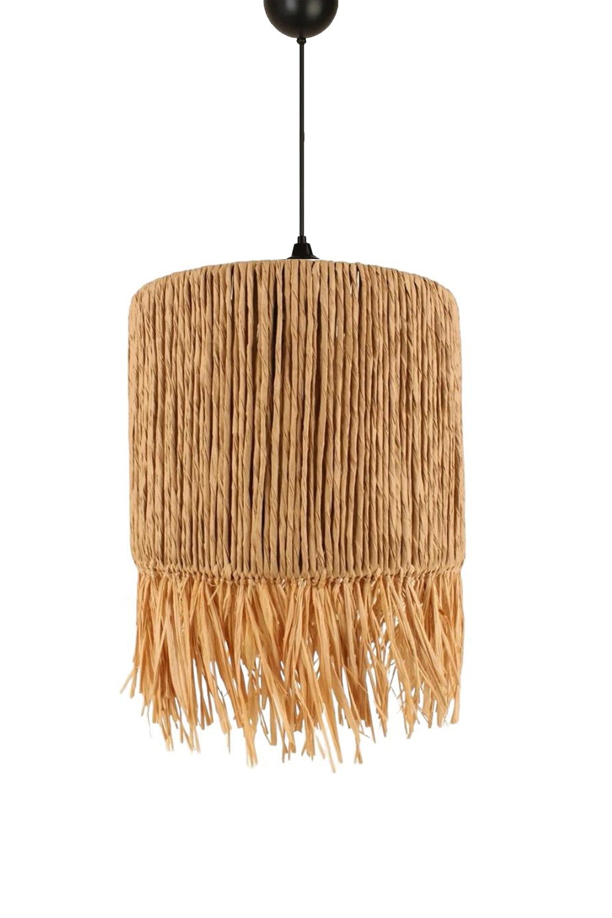 Candeeiro de Teto – 25-67 cm – Carvalho – Plástico/Juta