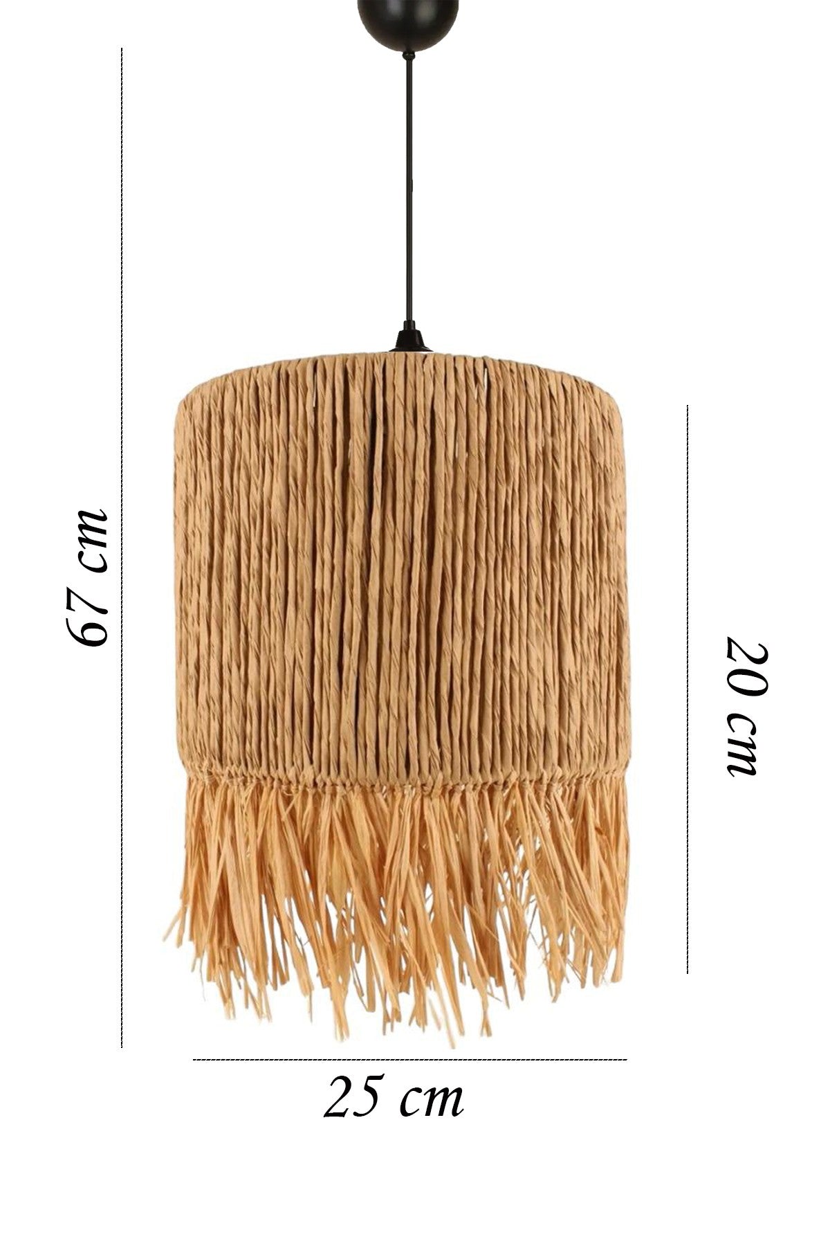 Candeeiro de Teto – 25-67 cm – Carvalho – Plástico/Juta