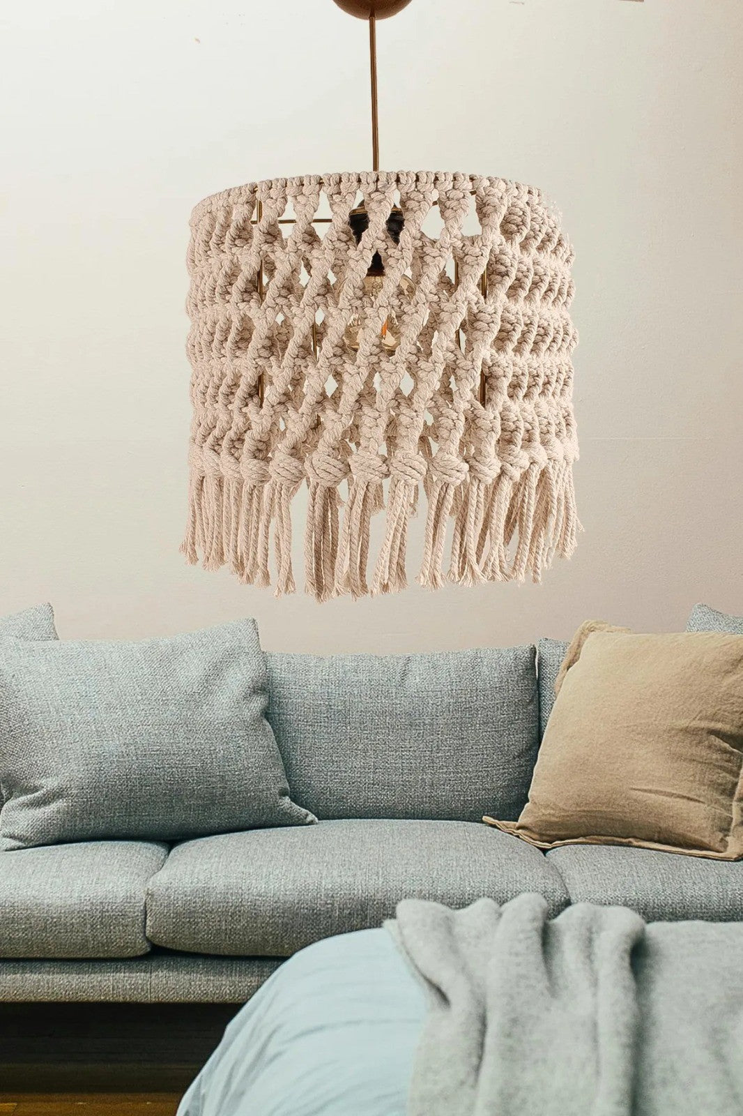 Candeeiro de Teto – 25-60 cm – Creme – Plástico