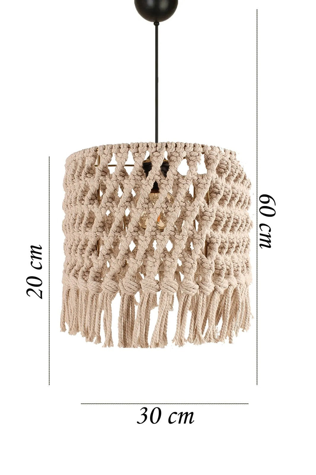 Candeeiro de Teto – 25-60 cm – Creme – Plástico