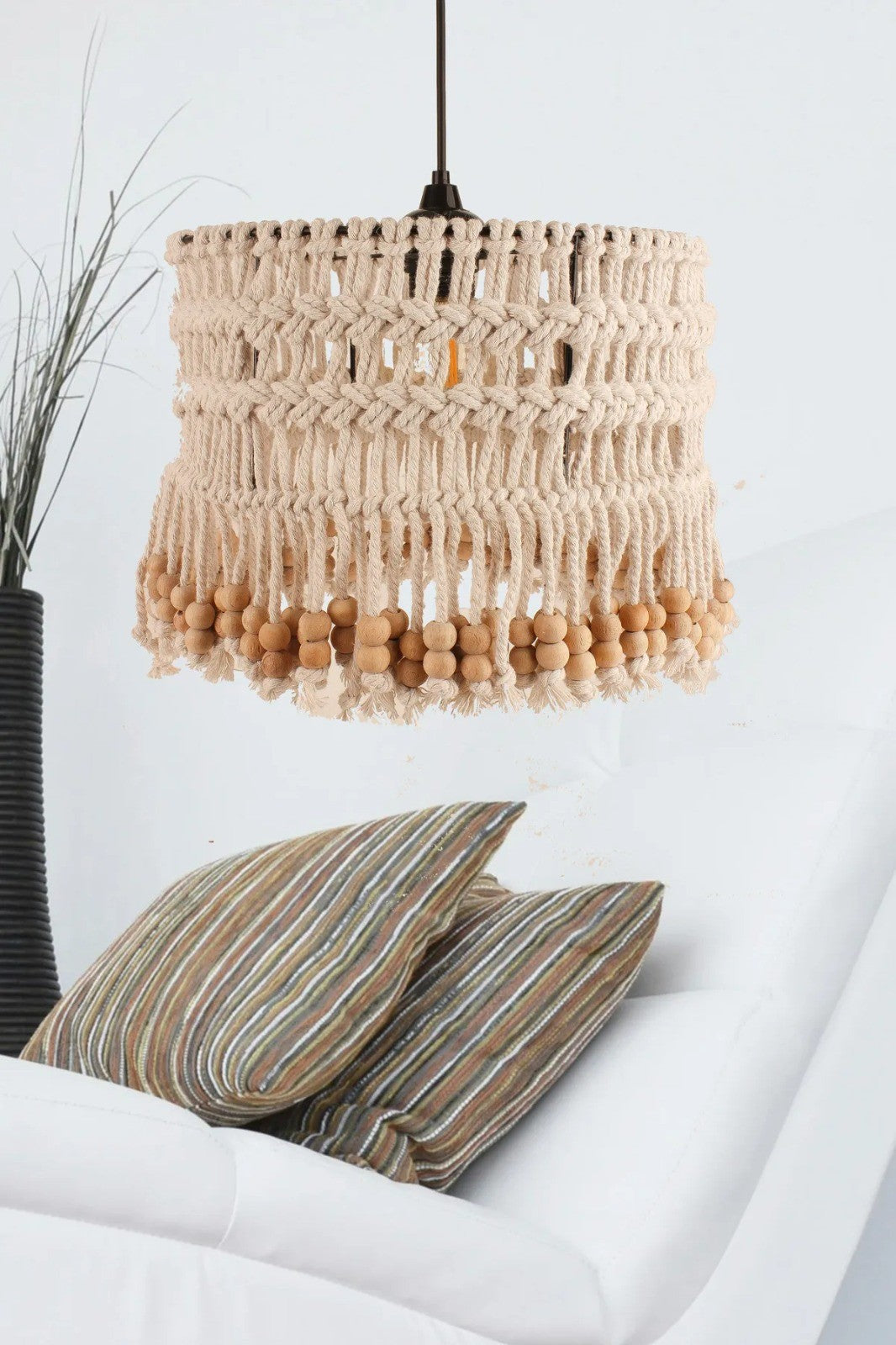 Candeeiro de Teto – 20-60 cm – Creme – Plástico