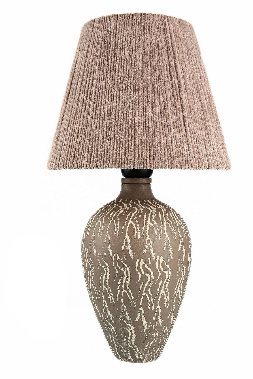 Candeeiro de Mesa – 50 cm – Cinza e Branco – Cerâmica