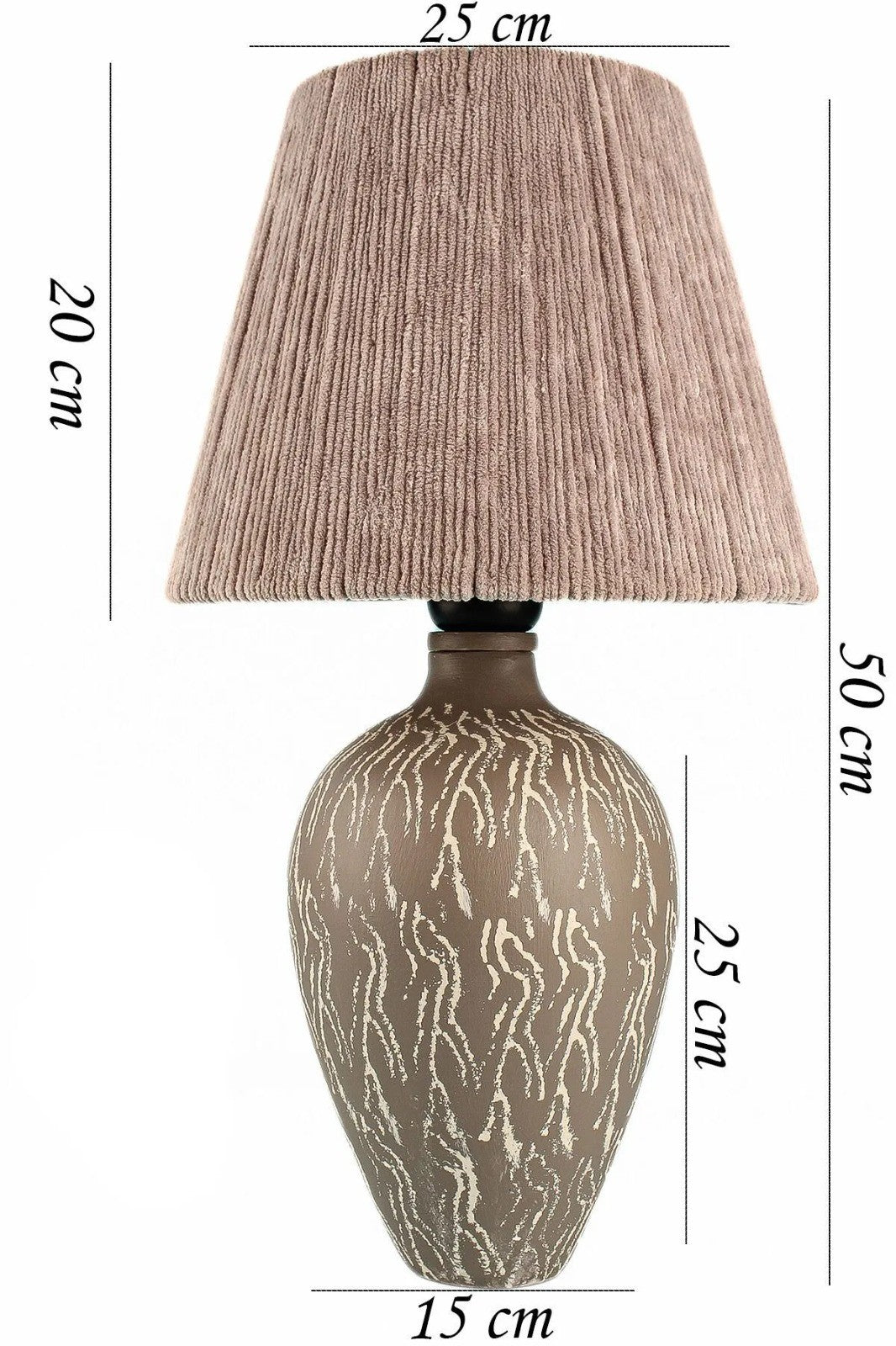 Candeeiro de Mesa – 50 cm – Cinza e Branco – Cerâmica