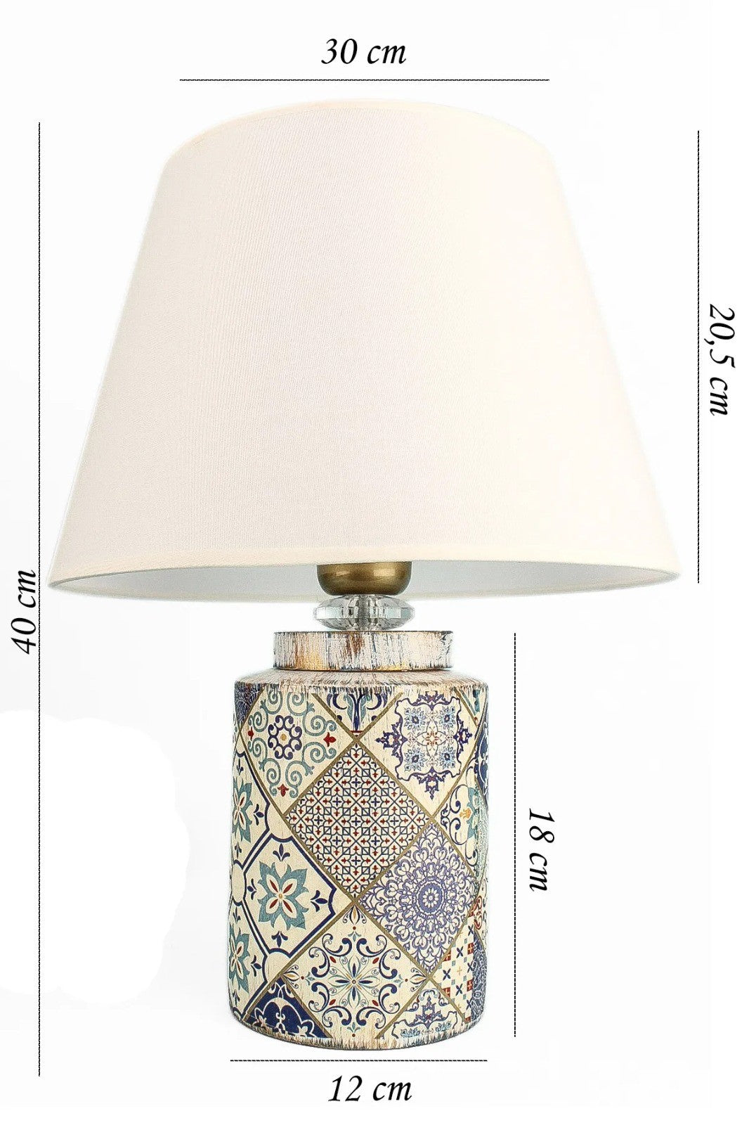 Candeeiro de Mesa – 40 cm – Branco – Cerâmica