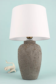 Candeeiro de Mesa – 50 cm – Cinza e Branco – Cerâmica