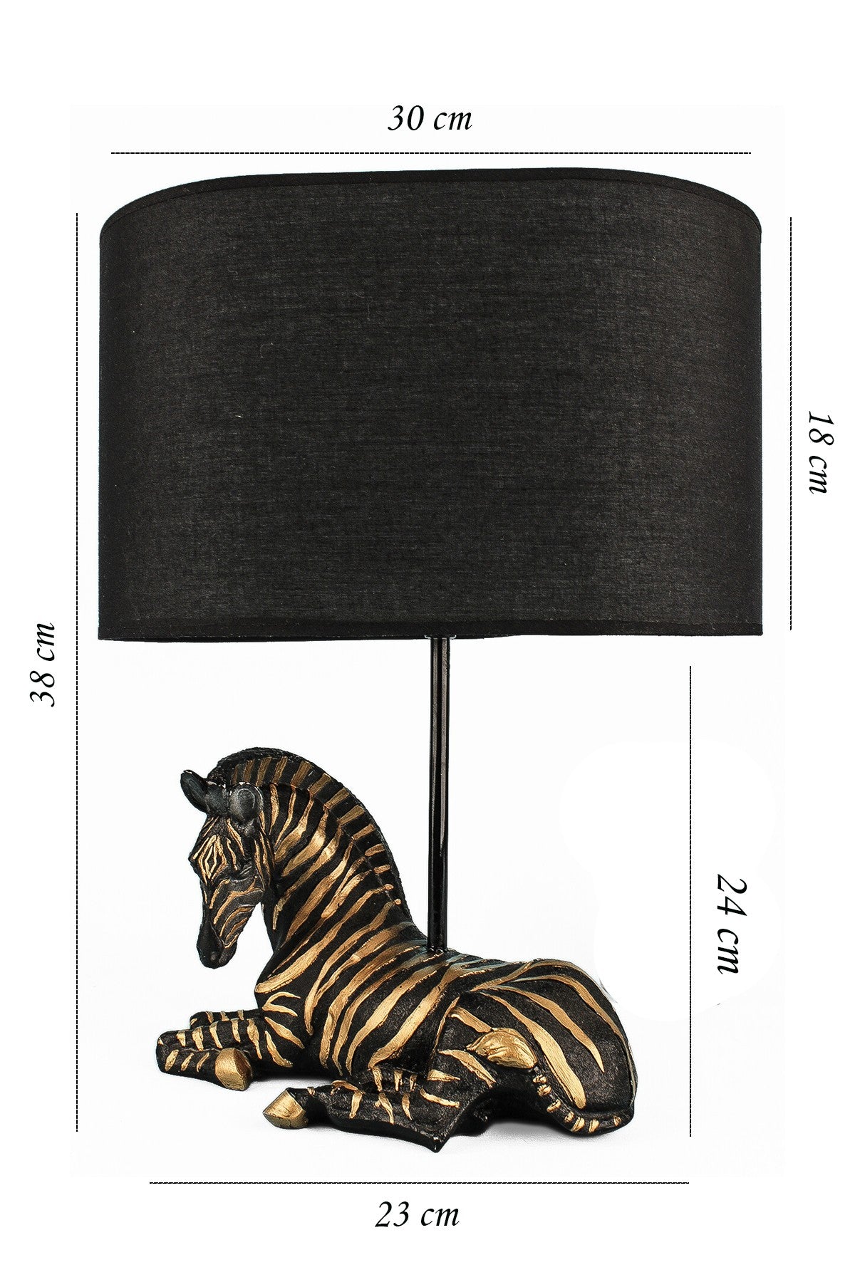 Candeeiro de mesa – 38 cm – Preto – Cerâmica e Algodão