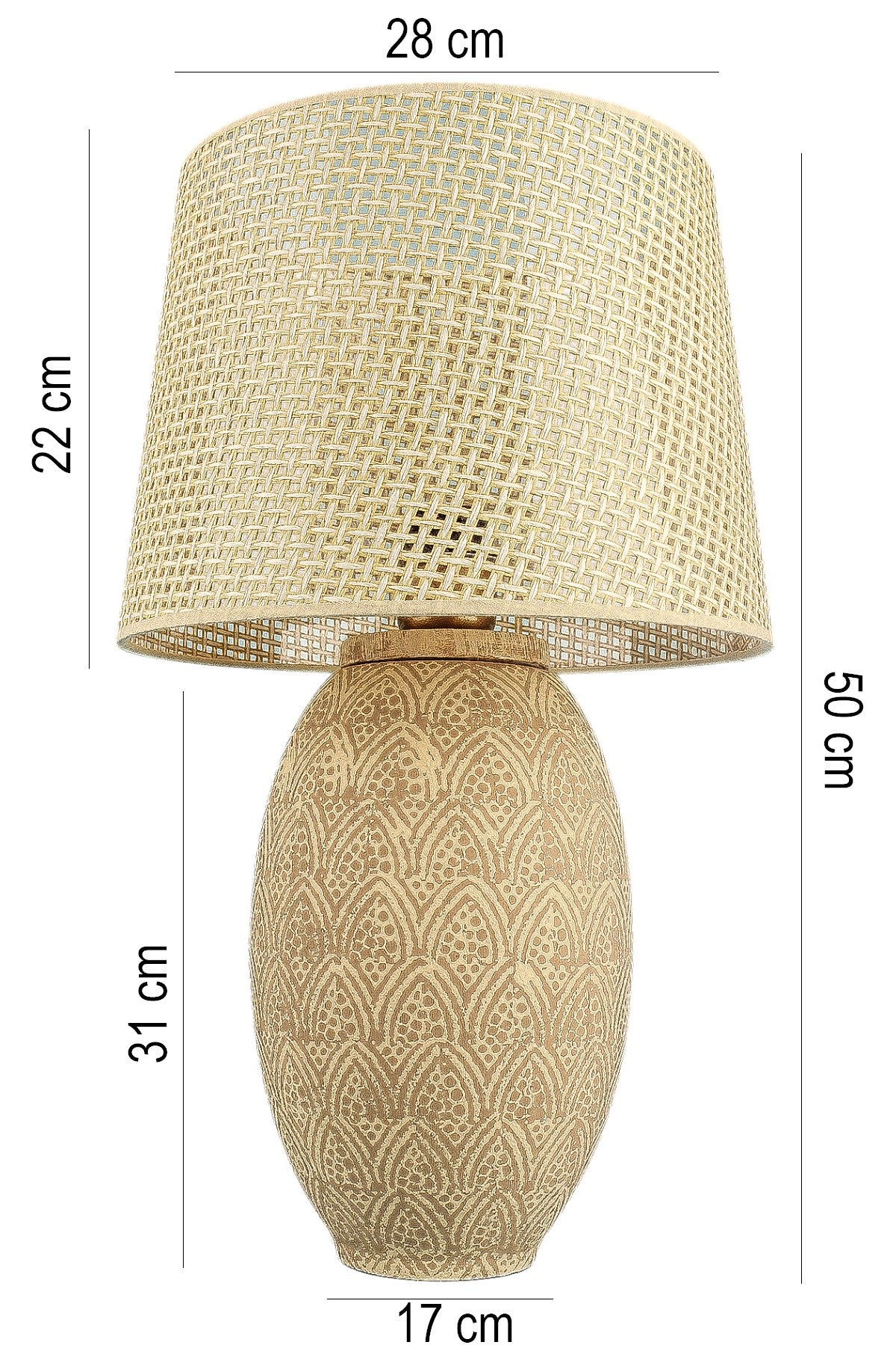 Candeeiro de Mesa – 50 cm – Bege – Cerâmica