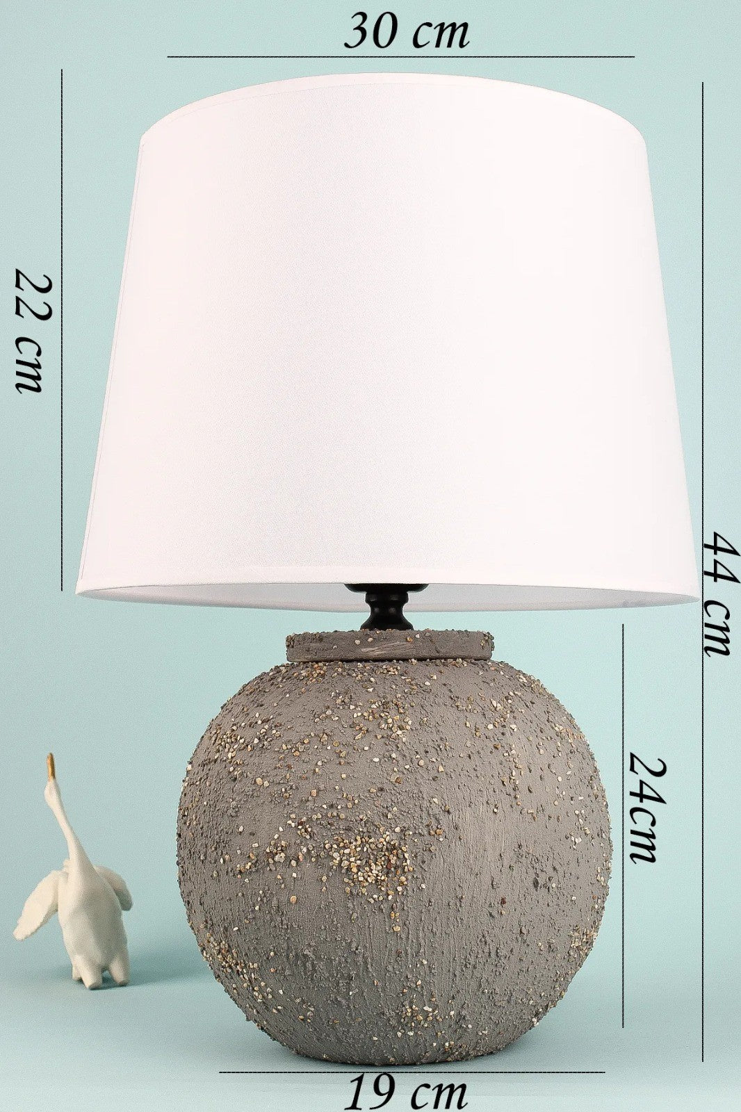 Candeeiro de Mesa – 44 cm – Cinza Branco – Cerâmica