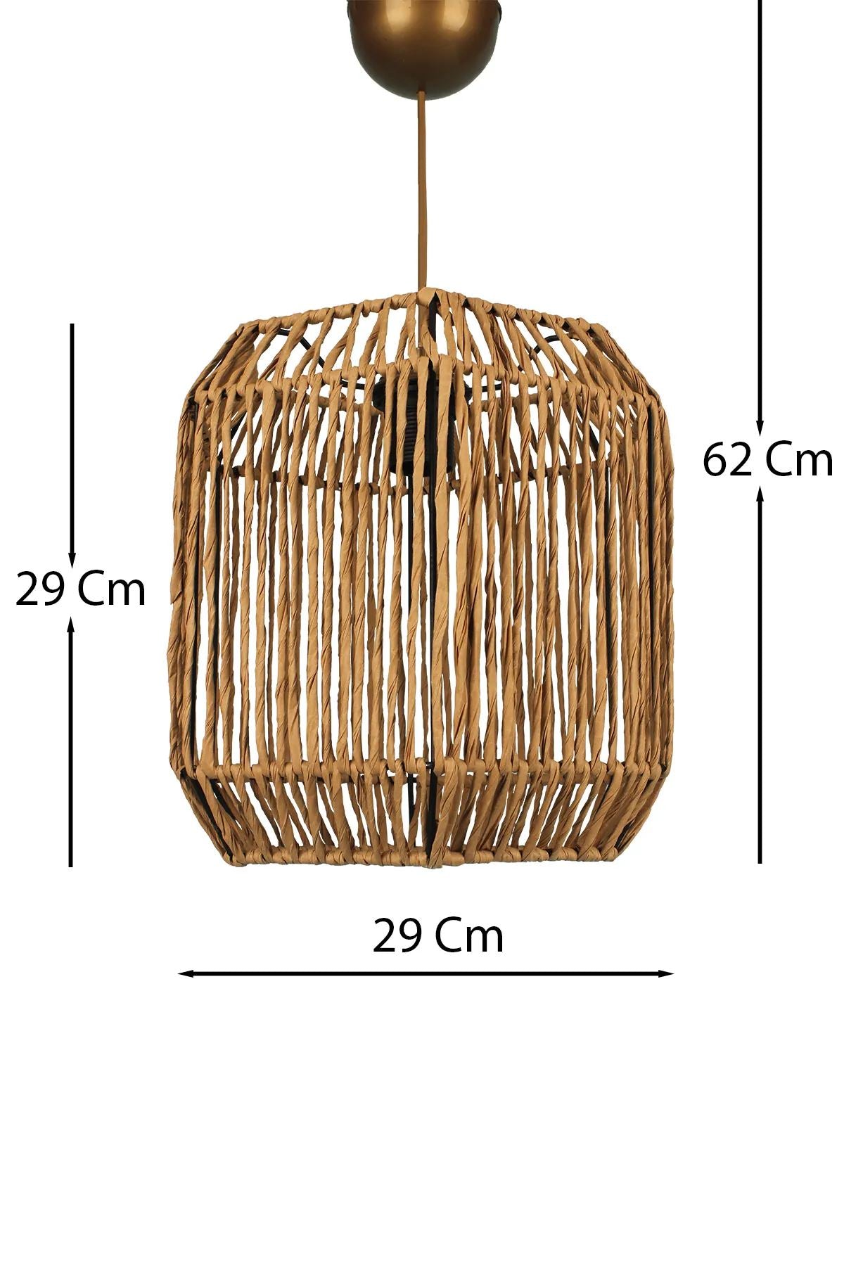 Candeeiro de Teto – 30 - 62 cm – Ecru – Plástico e Rafia