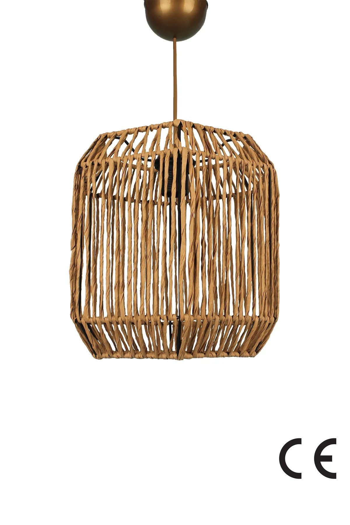 Candeeiro de Teto – 30 - 62 cm – Ecru – Plástico e Rafia