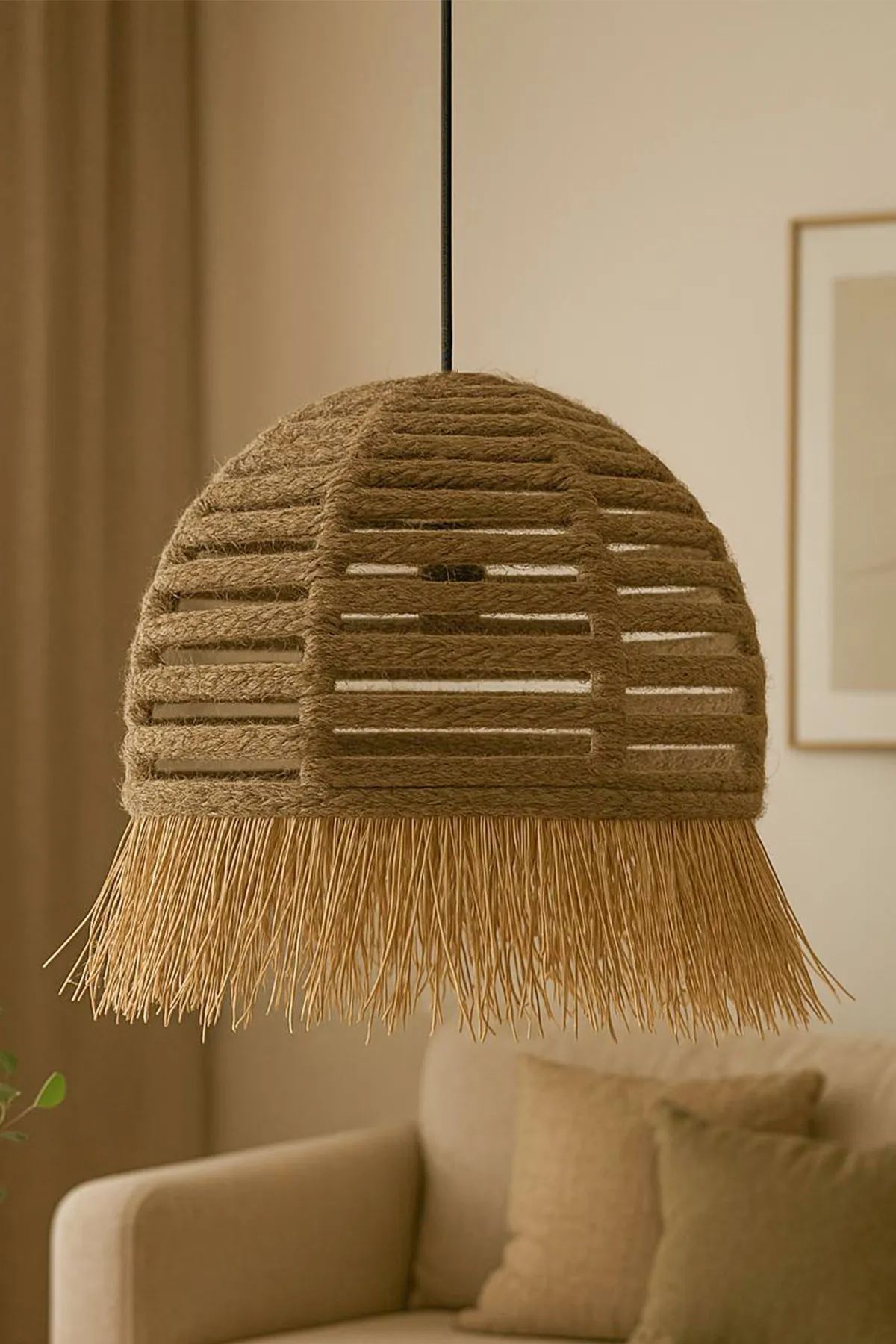 Candeeiro de Teto – Ø30 h:30 cm – Ecru – Plástico