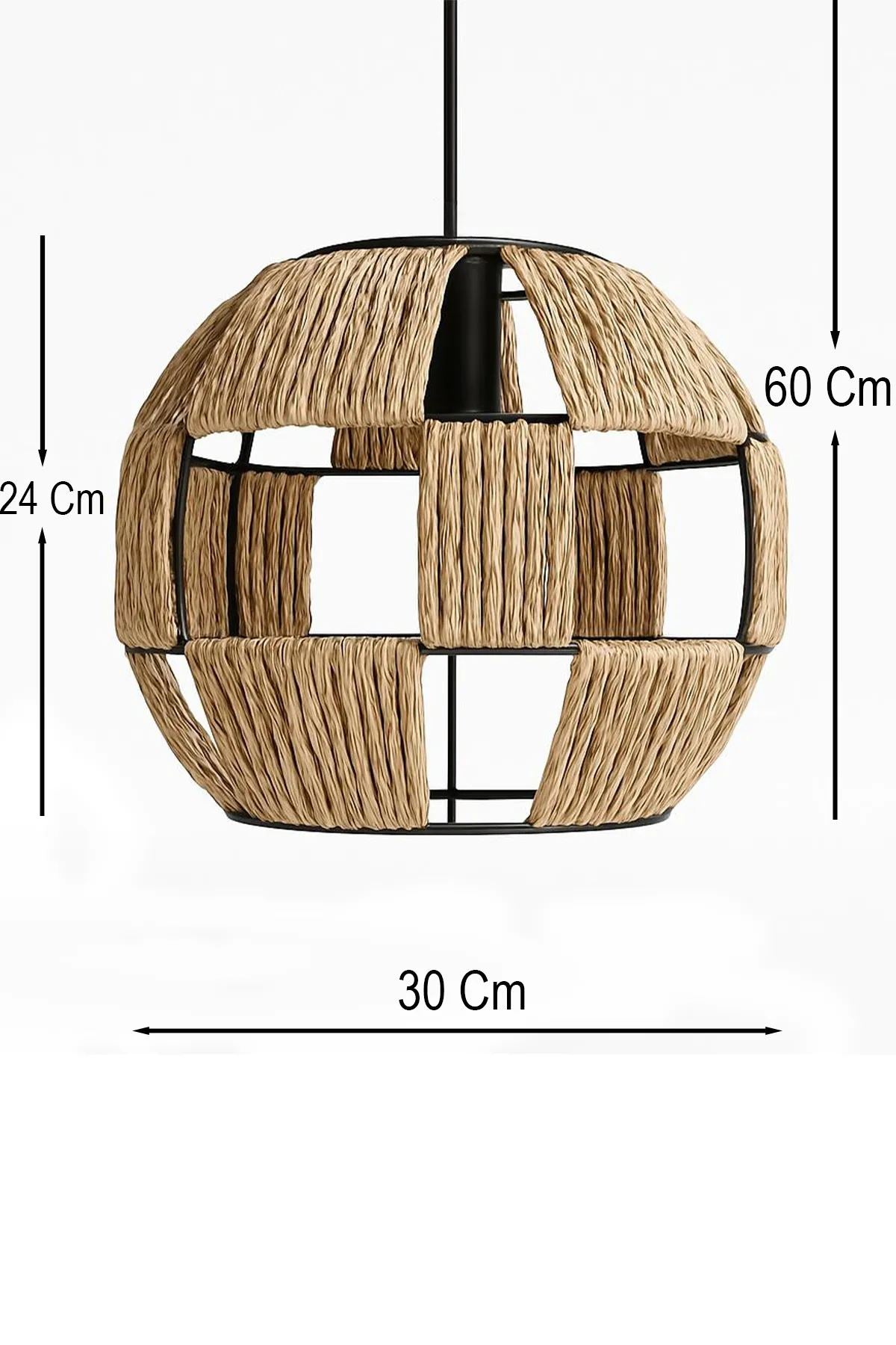 Candeeiro de Teto – Ø30 h:24 cm – Ecru – Metal e Rafia