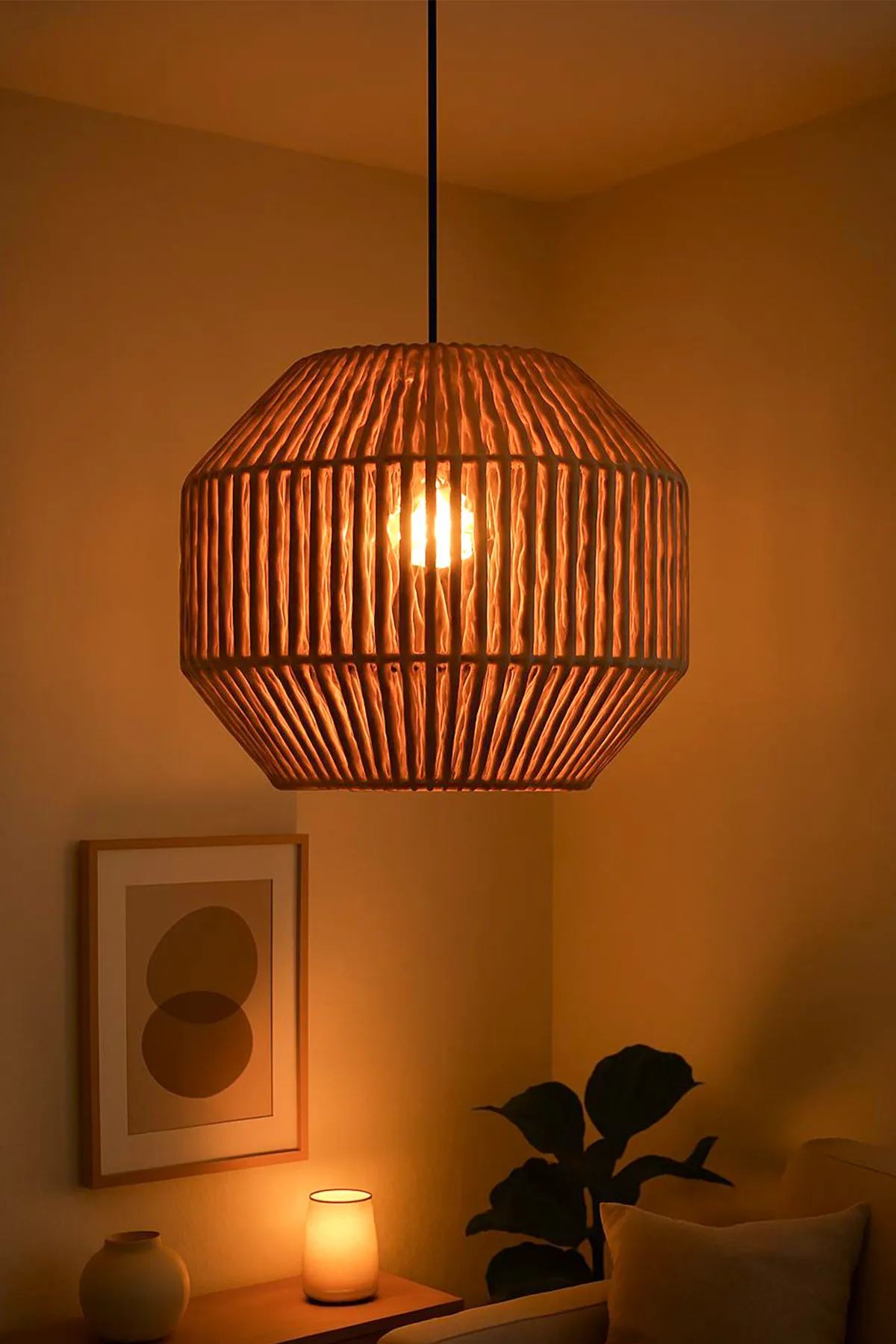 Candeeiro de Teto – 27-67 cm – Ecru – Metal