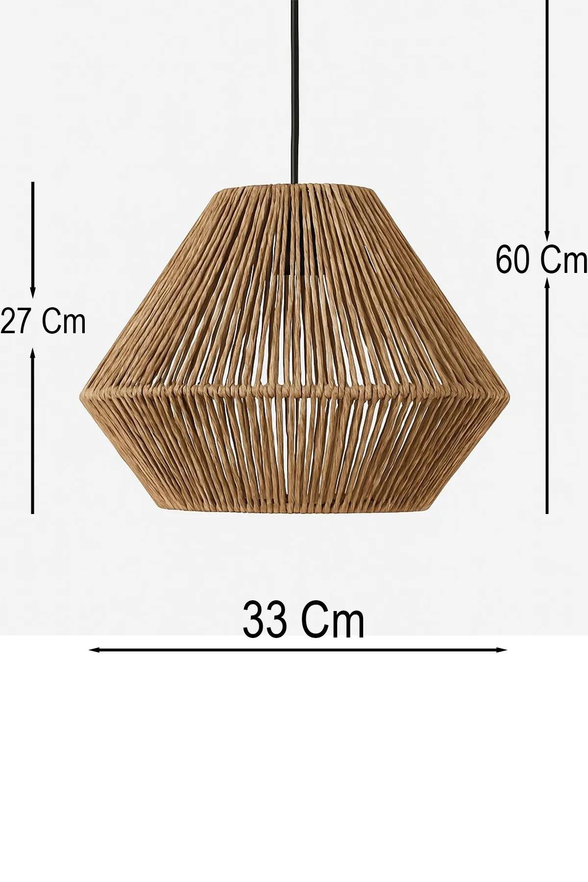 Candeeiro de Teto – Ø33 h:27 cm – Ecru – Corpo metálico com cúpula de Rafia