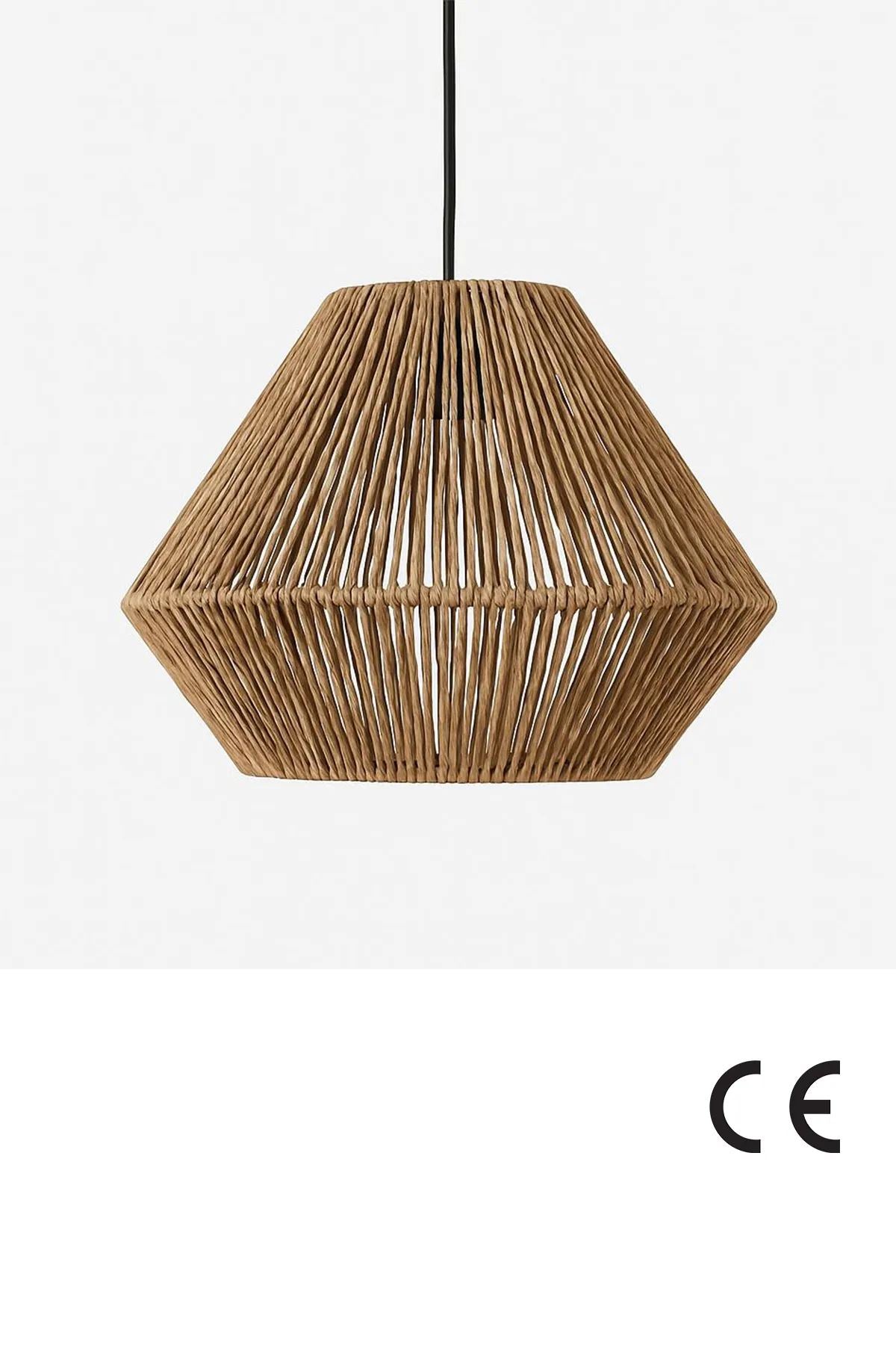 Candeeiro de Teto – Ø33 h:27 cm – Ecru – Corpo metálico com cúpula de Rafia