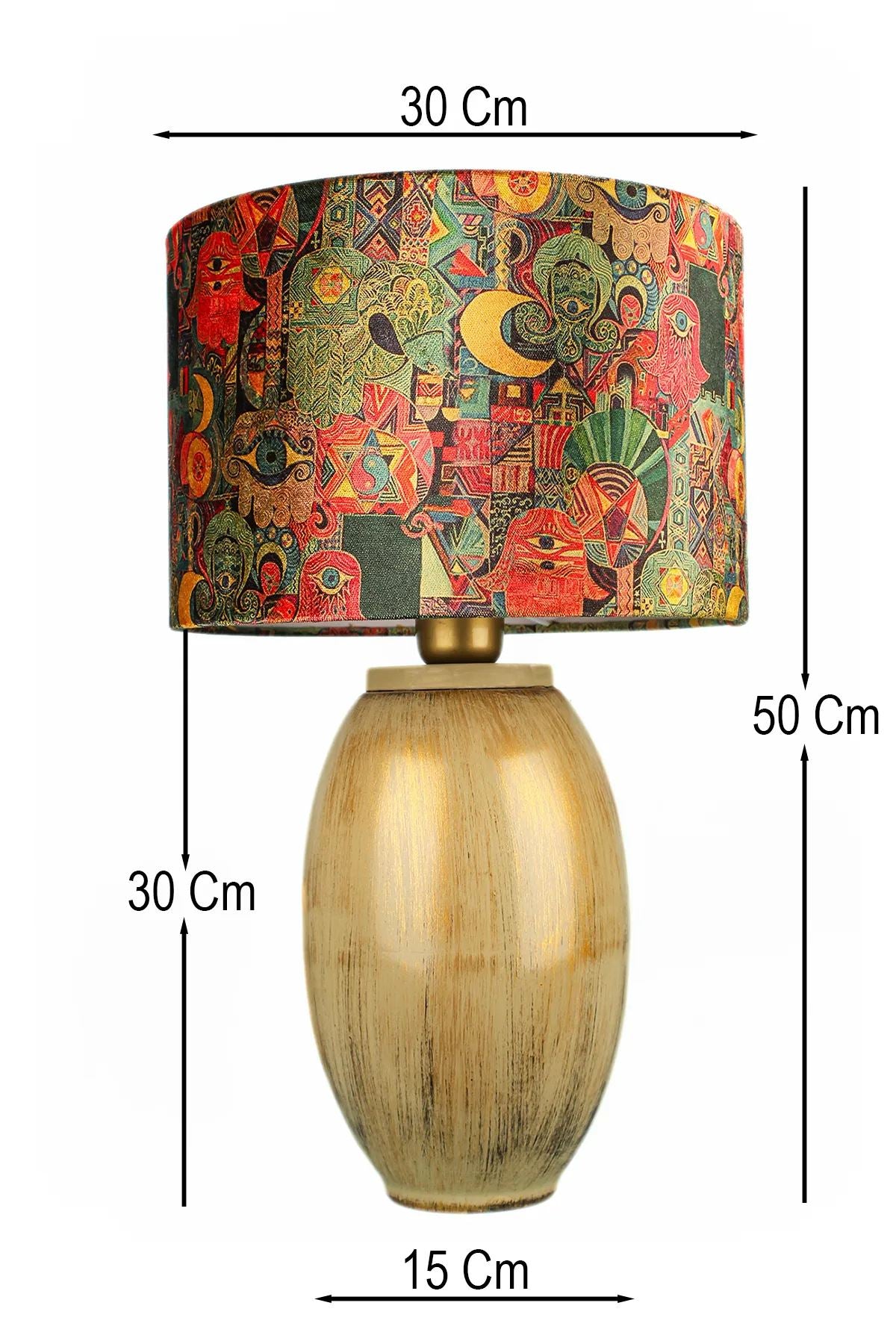 Candeeiro de Mesa de Cerâmica – Ø30 h:20 cm – Multicolorido