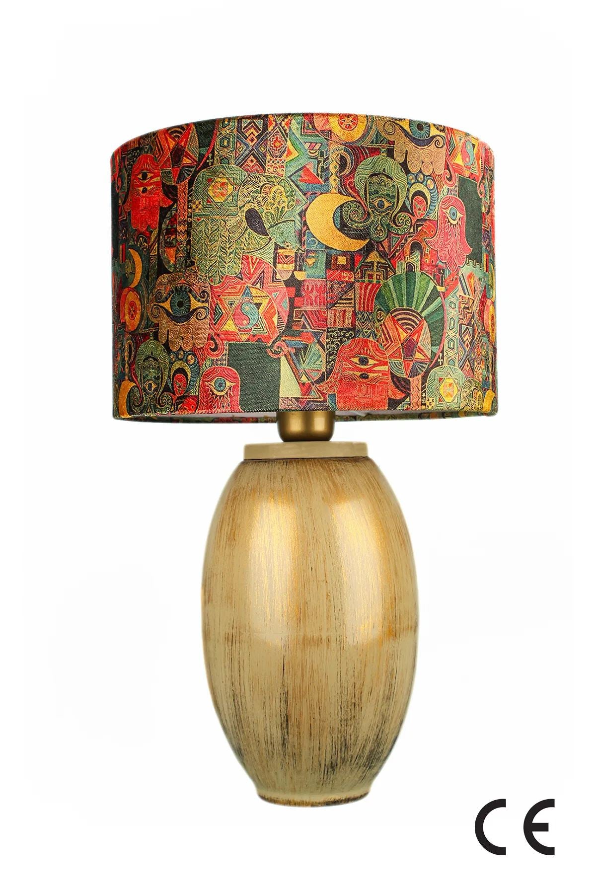 Candeeiro de Mesa de Cerâmica – Ø30 h:20 cm – Multicolorido