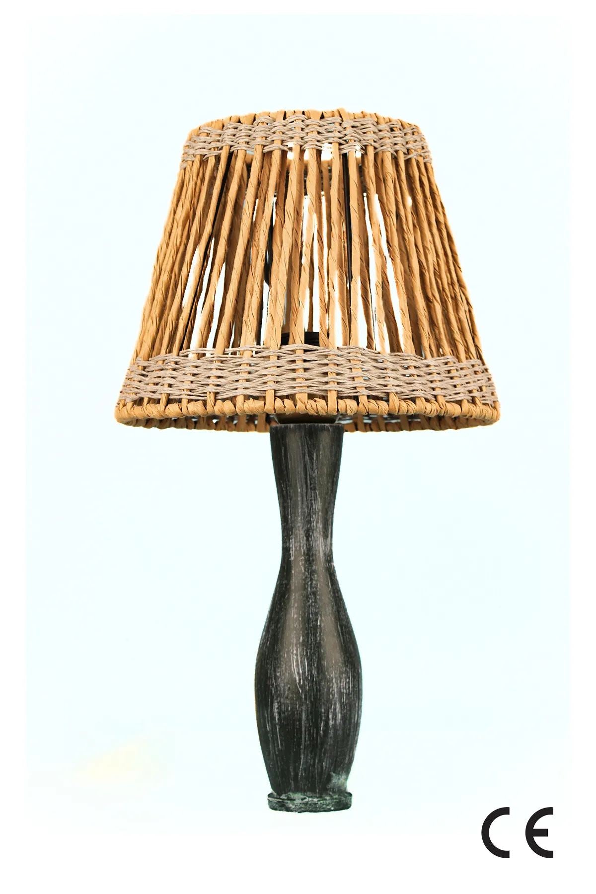 Candeeiro de Mesa de Madeira – Ø25 h:20 cm – Carvalho e Azul