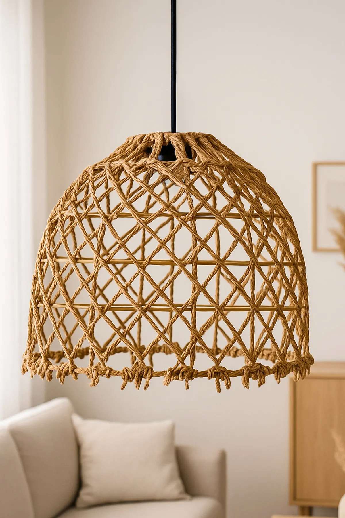 Candeeiro de Teto – 25-62 cm – Bege – Plástico