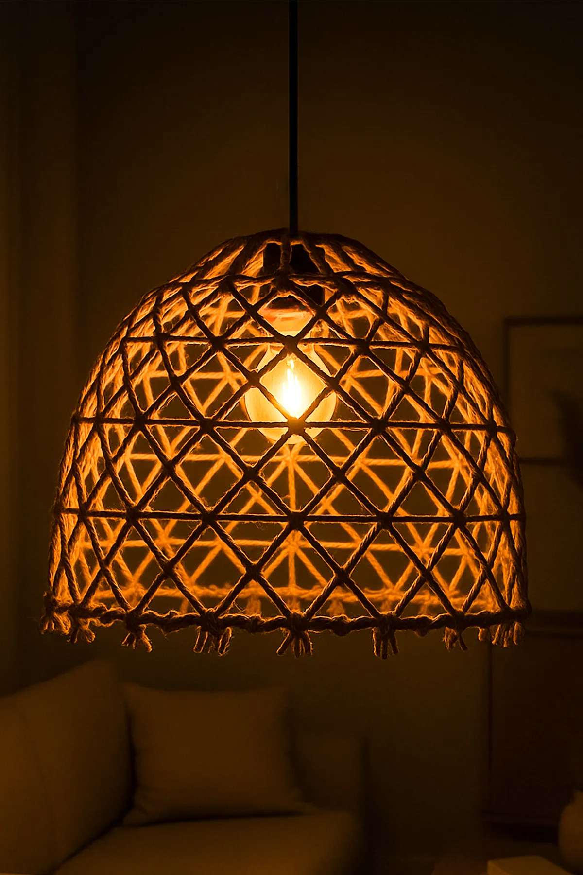 Candeeiro de Teto – 25-62 cm – Bege – Plástico