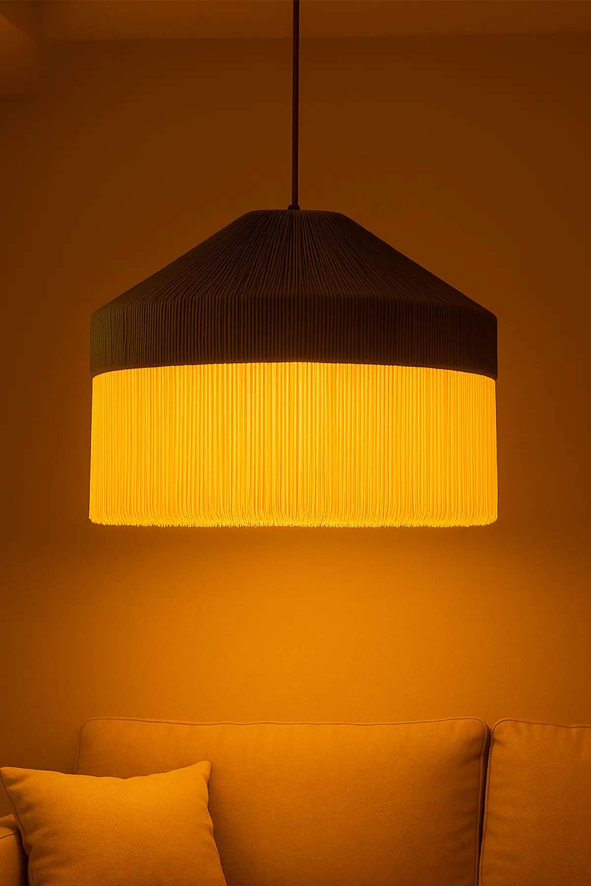 Candeeiro de Teto – 36-70 cm – Bege e Preto – Plástico