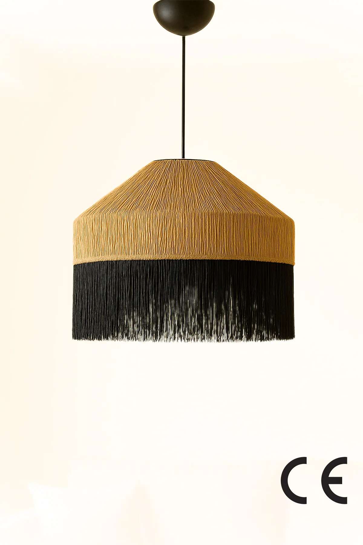 Candeeiro de Teto – 36-70 cm – Bege e Preto – Plástico