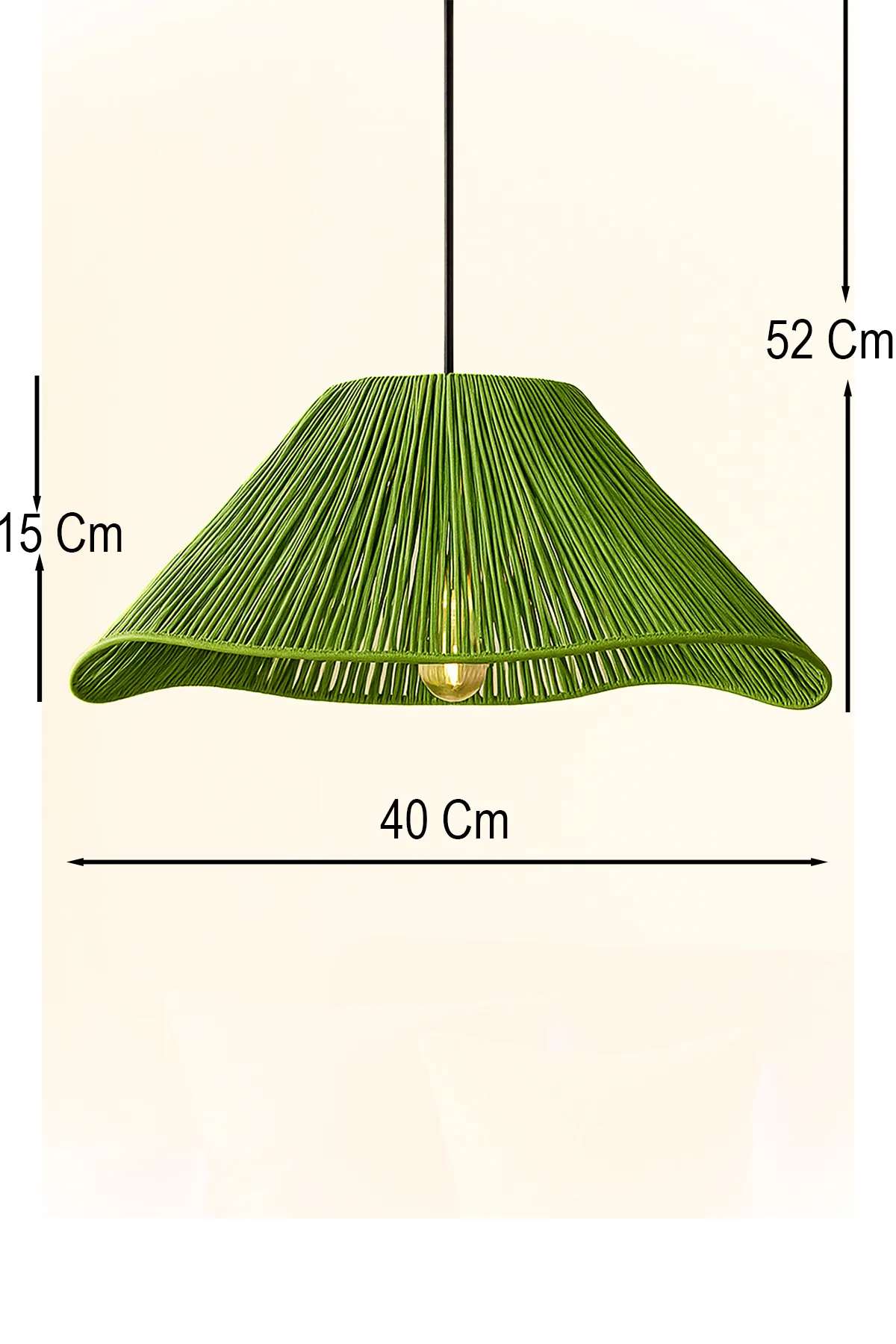 Candeeiro de Teto – 16 - 52 cm – Verde – Plástico