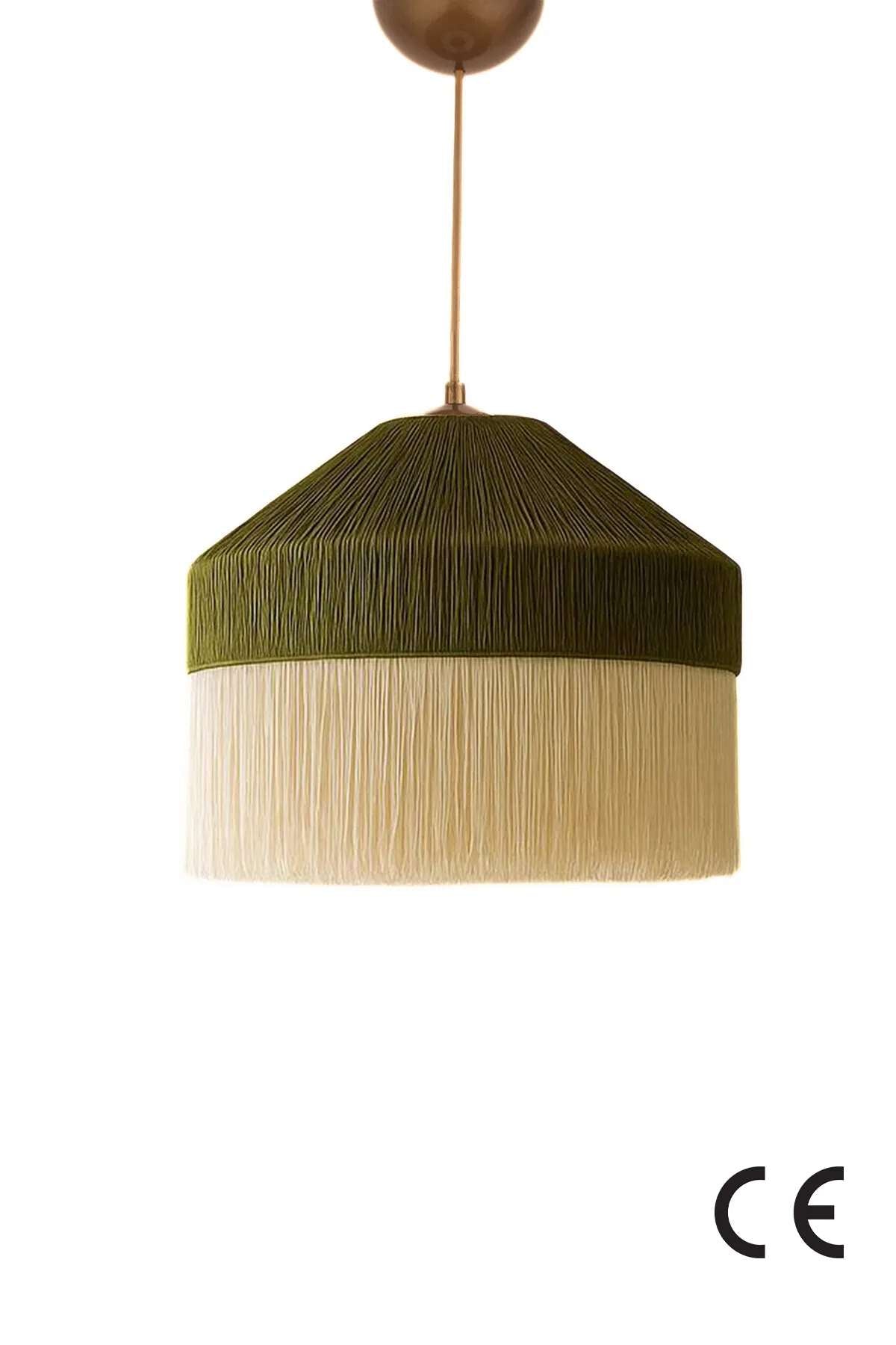 Candeeiro de Teto – 35-70 cm – Verde e Creme – Plástico