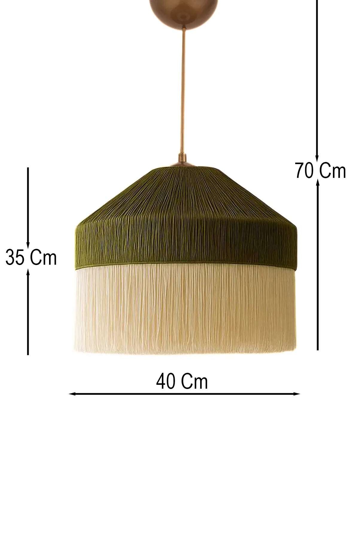 Candeeiro de Teto – 35-70 cm – Verde e Creme – Plástico