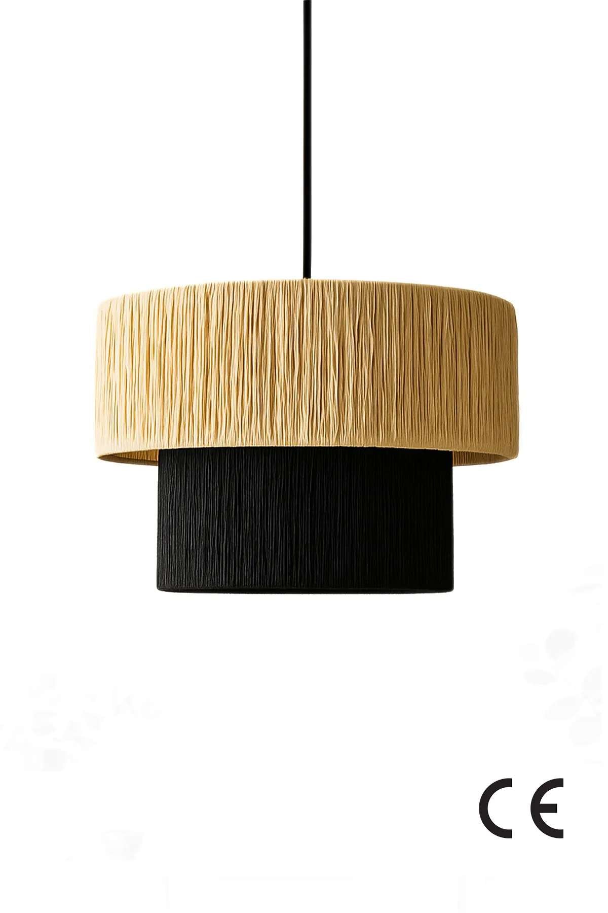 Candeeiro de Teto – 22-48 cm – Creme e preto – Plástico