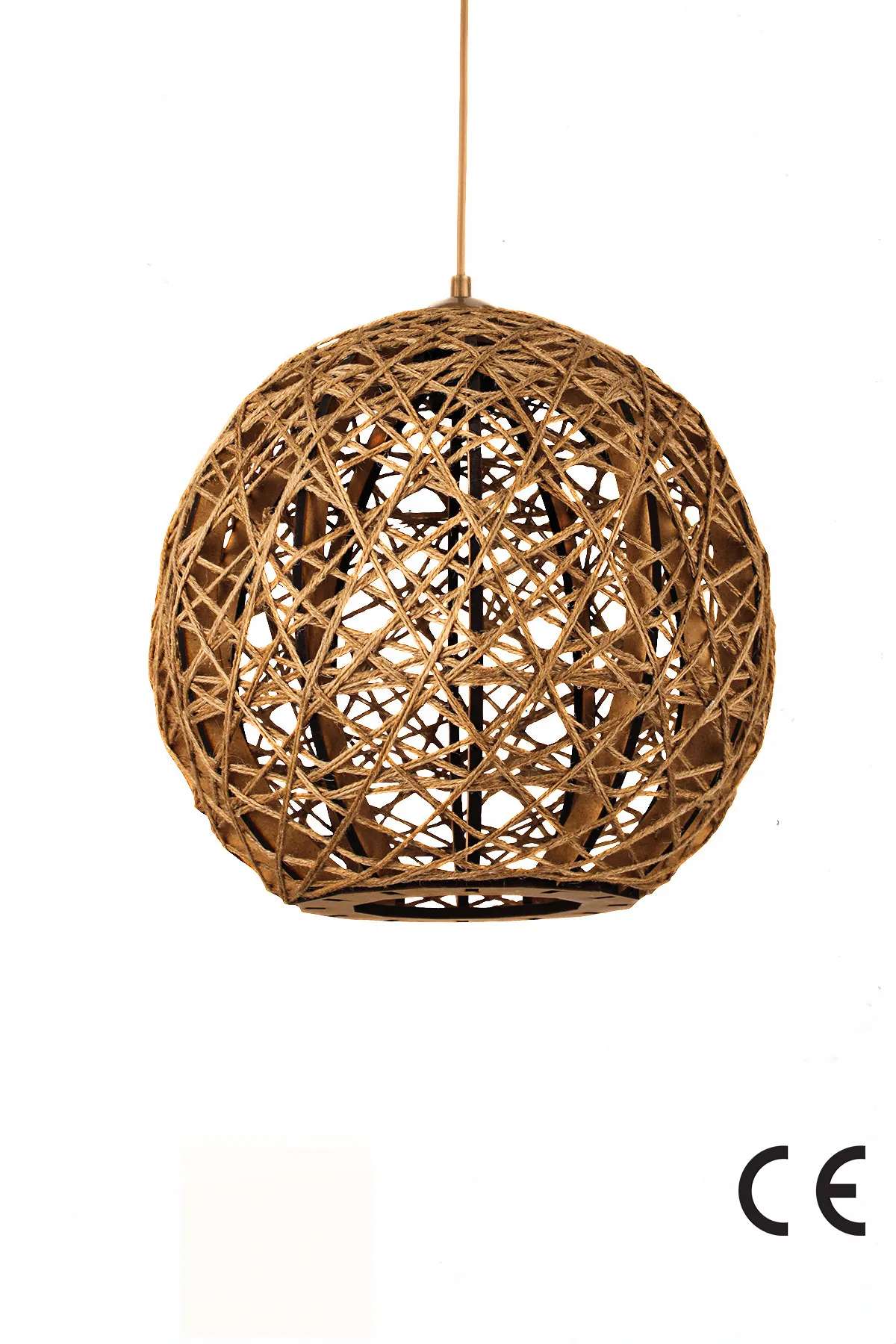 Candeeiro de Teto – 33-65 cm – Bege – Plástico e Juta