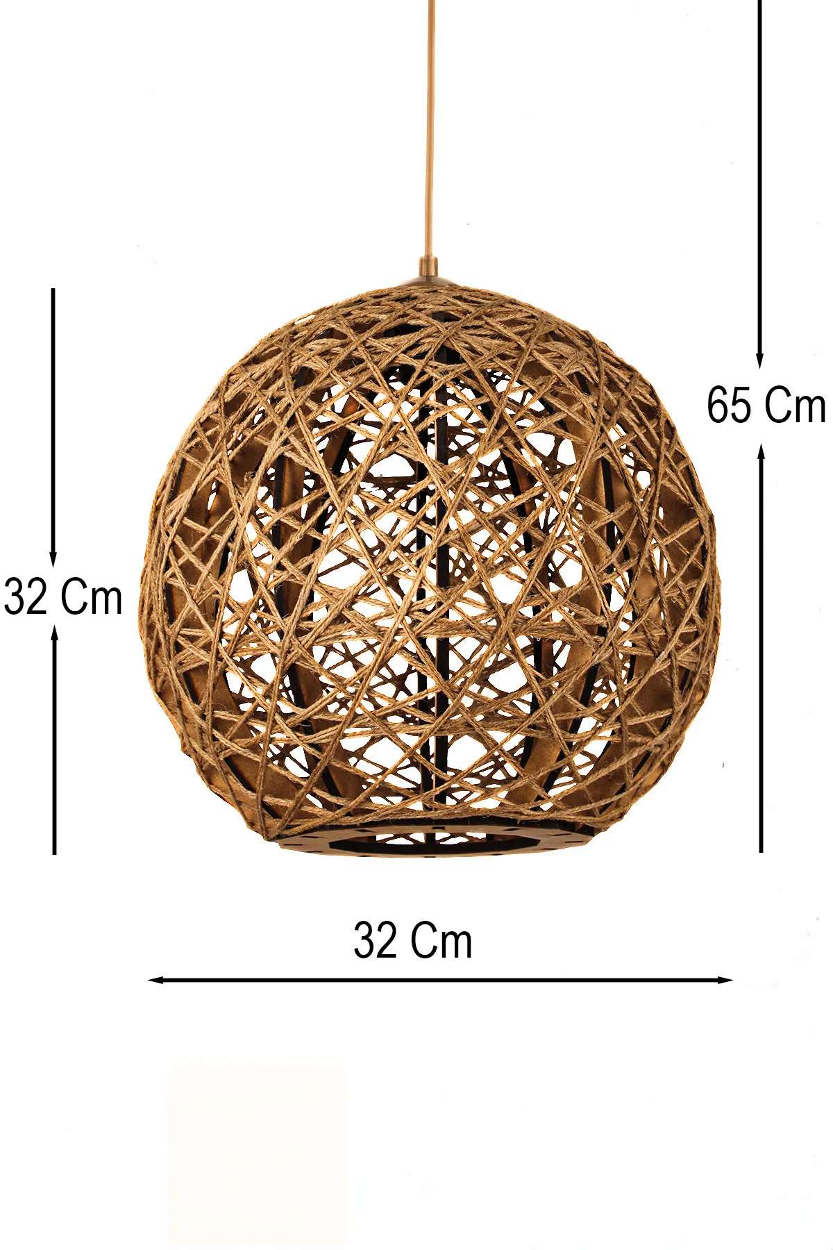Candeeiro de Teto – 33-65 cm – Bege – Plástico e Juta