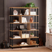 Estante de livros – 120 cm x 168,5 cm x 28 cm – Preto e Pinho Atlântico – Painéis de partículas revestidos de melamina