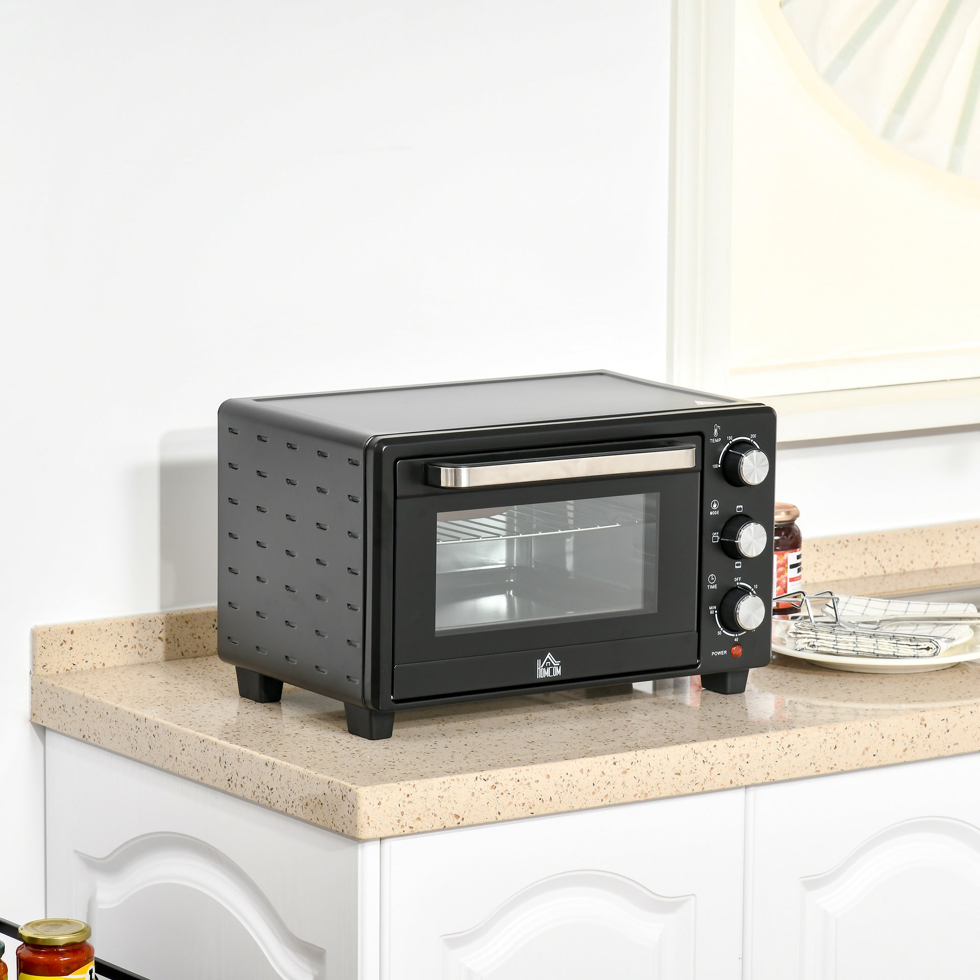 Mini Forno Elétrico – 21L – Preto – Metal e Vidro Temperado