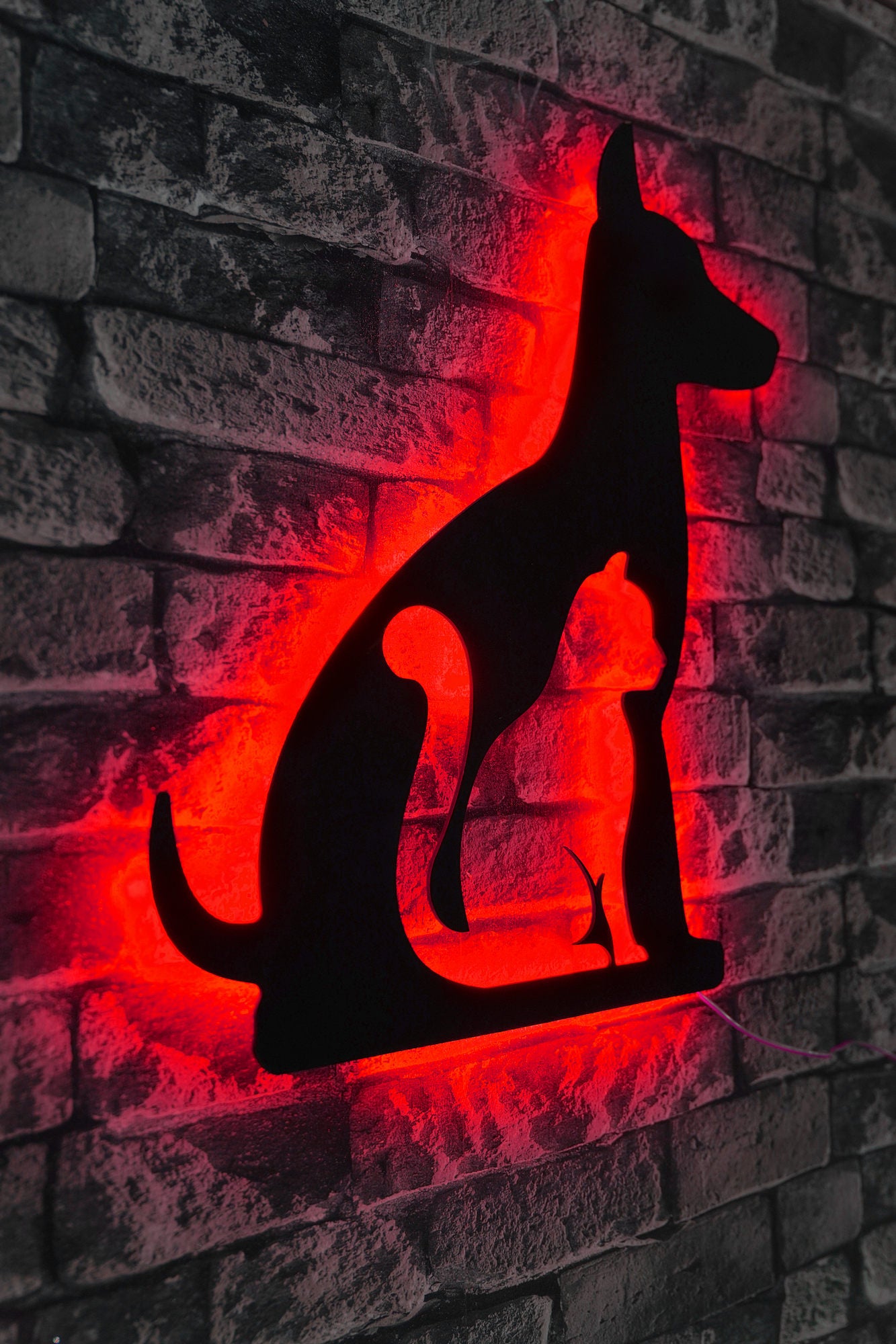 Painel LED Decorativo Vermelho 50x40cm - Iluminação Ambiente com 60 LEDs/m e Base MDF Preta