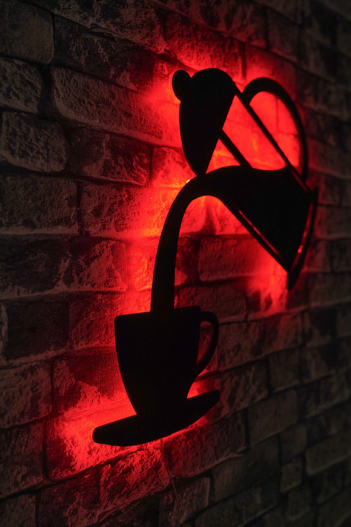 Painel LED Decorativo Vermelho 50x50cm - Iluminação Ambiente Premium com Base MDF e 60 LEDs por Metro