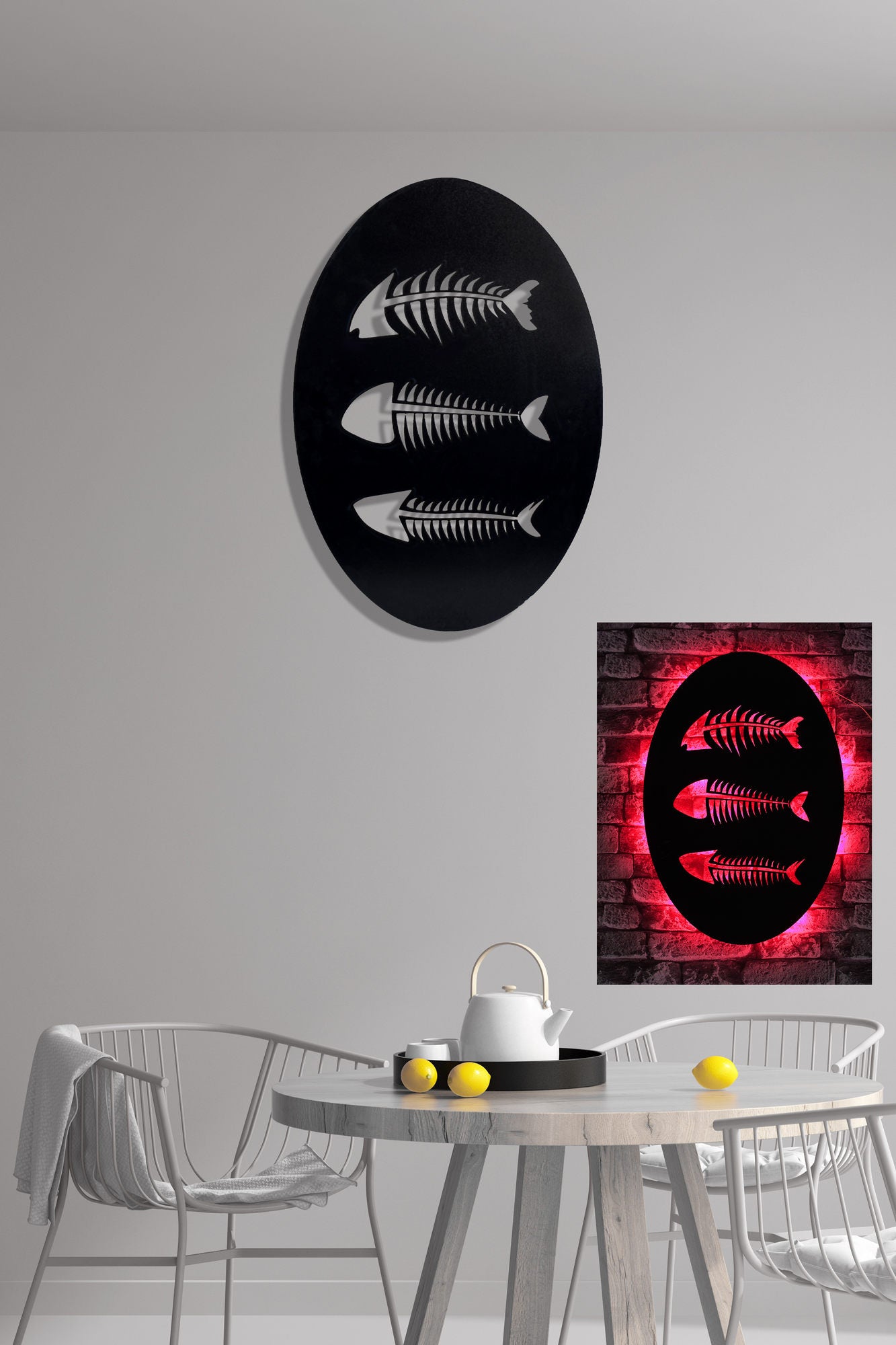 Painel Decorativo LED Vermelho 60x40cm com Base MDF - 60 LEDs por Metro e Adaptador 12V Incluído