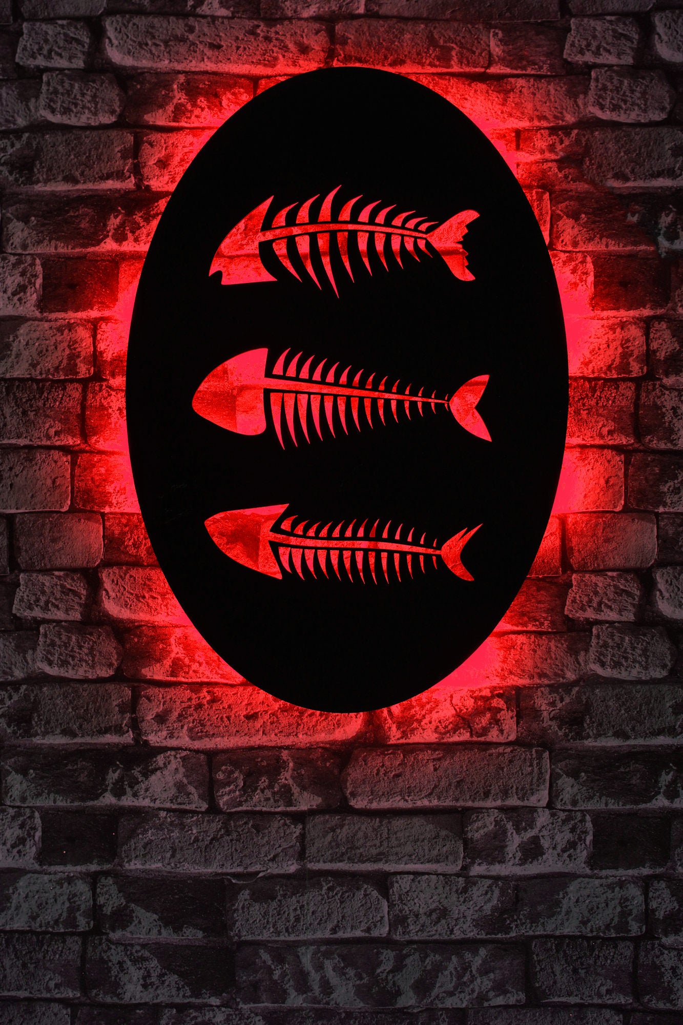 Painel Decorativo LED Vermelho 60x40cm com Base MDF - 60 LEDs por Metro e Adaptador 12V Incluído