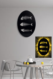 Painel Decorativo LED Amarelo 60x40cm com Base MDF Preta - 60 LEDs por Metro e Adaptador 12V Incluído