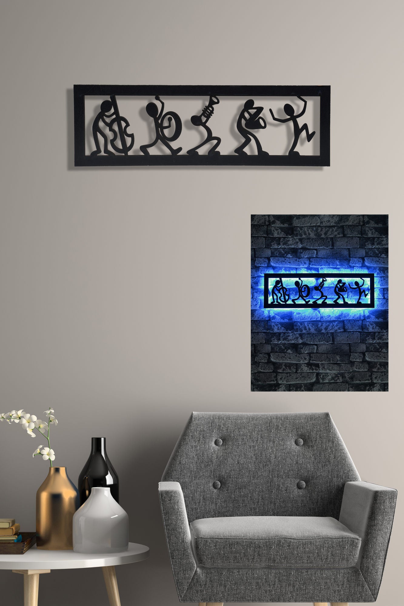 Iluminação LED Decorativa Azul com Base MDF - 60 LEDs/m e Adaptador 12V para Decoração Moderna