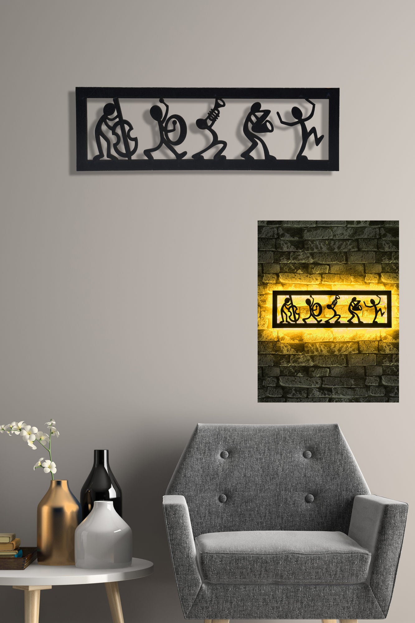 Iluminação LED Decorativa Amarela com Base MDF - 60 LEDs por Metro e Adaptador 12V