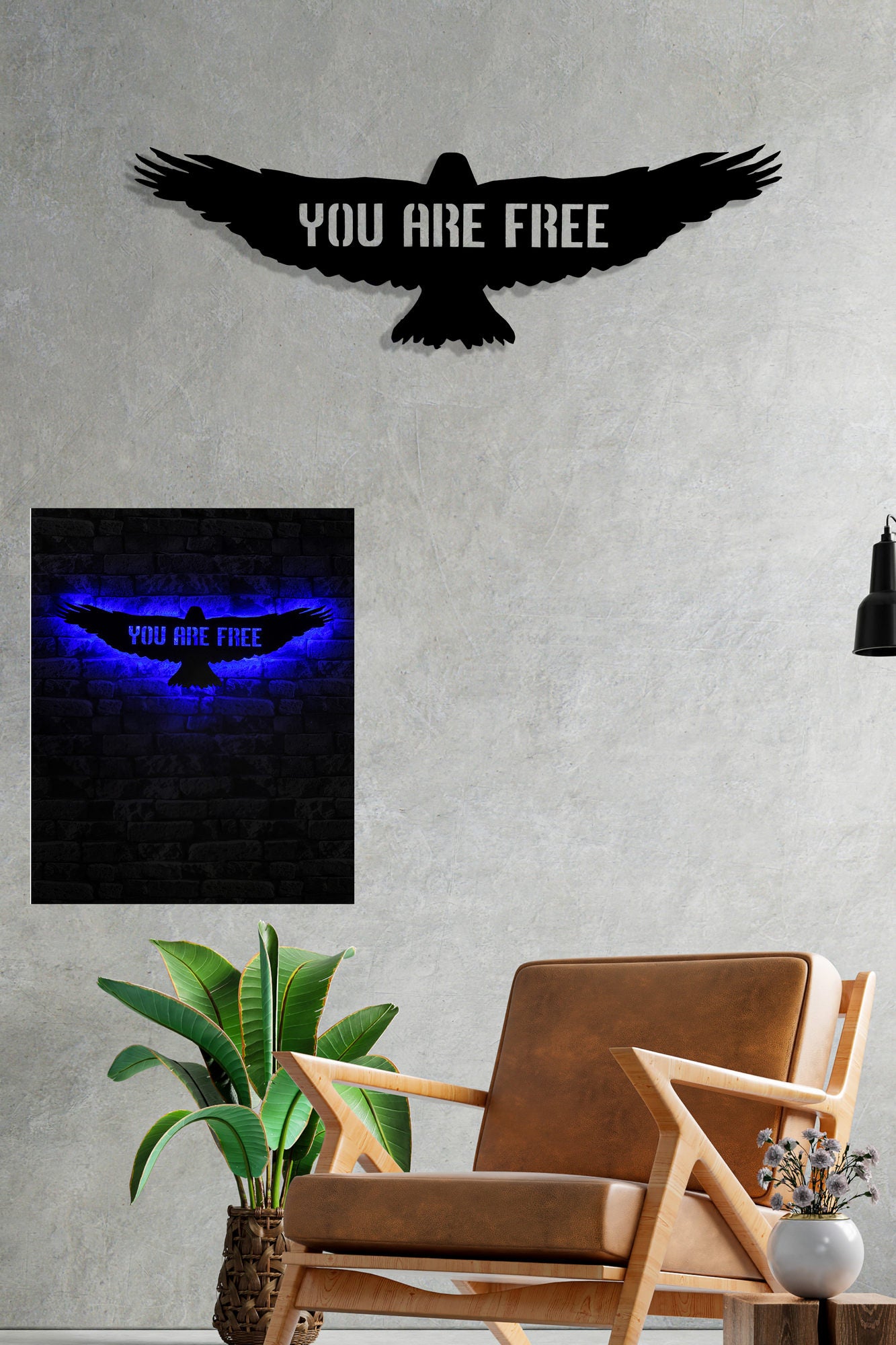 Iluminação LED Decorativa Azul com Base MDF - 60 LEDs/m e Adaptador 12V Incluído