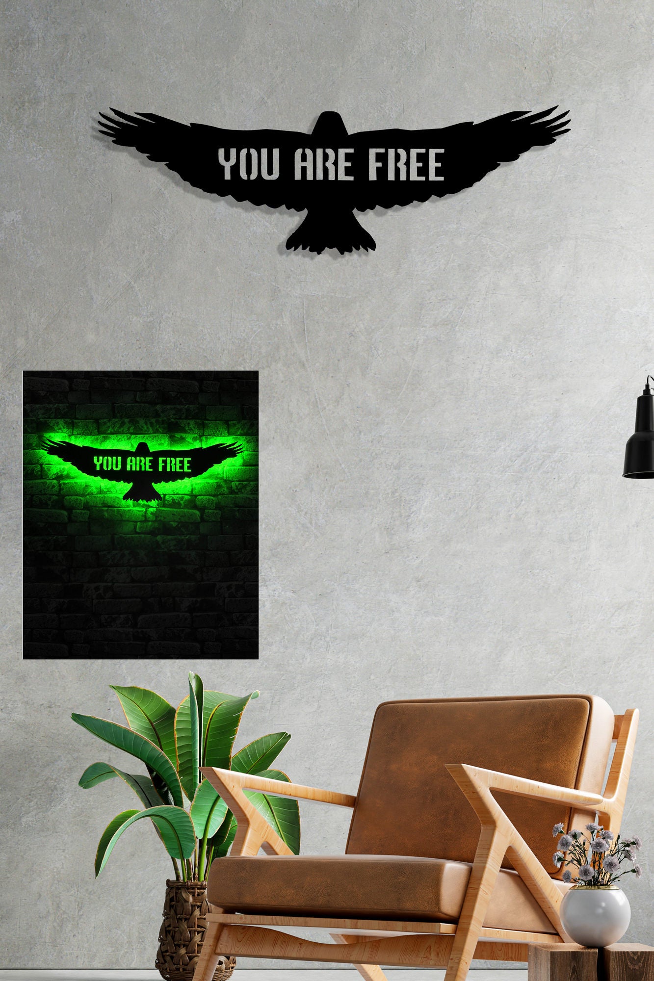 Iluminação LED Decorativa Verde com Base MDF - 60 LEDs/m e Adaptador 12V Incluído