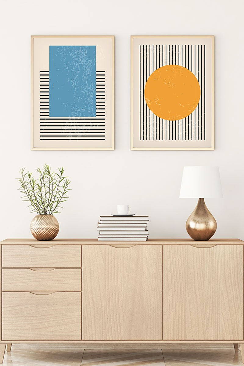 Conjunto de 2 Quadros Decorativos MDF Emoldurados Multicolor 35x50cm - Madeira Maciça