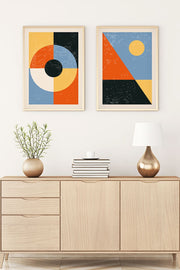 Conjunto de 2 Quadros Decorativos MDF Emoldurados Huhu10 - Multicolor 70x50cm com Moldura de Madeira Maciça