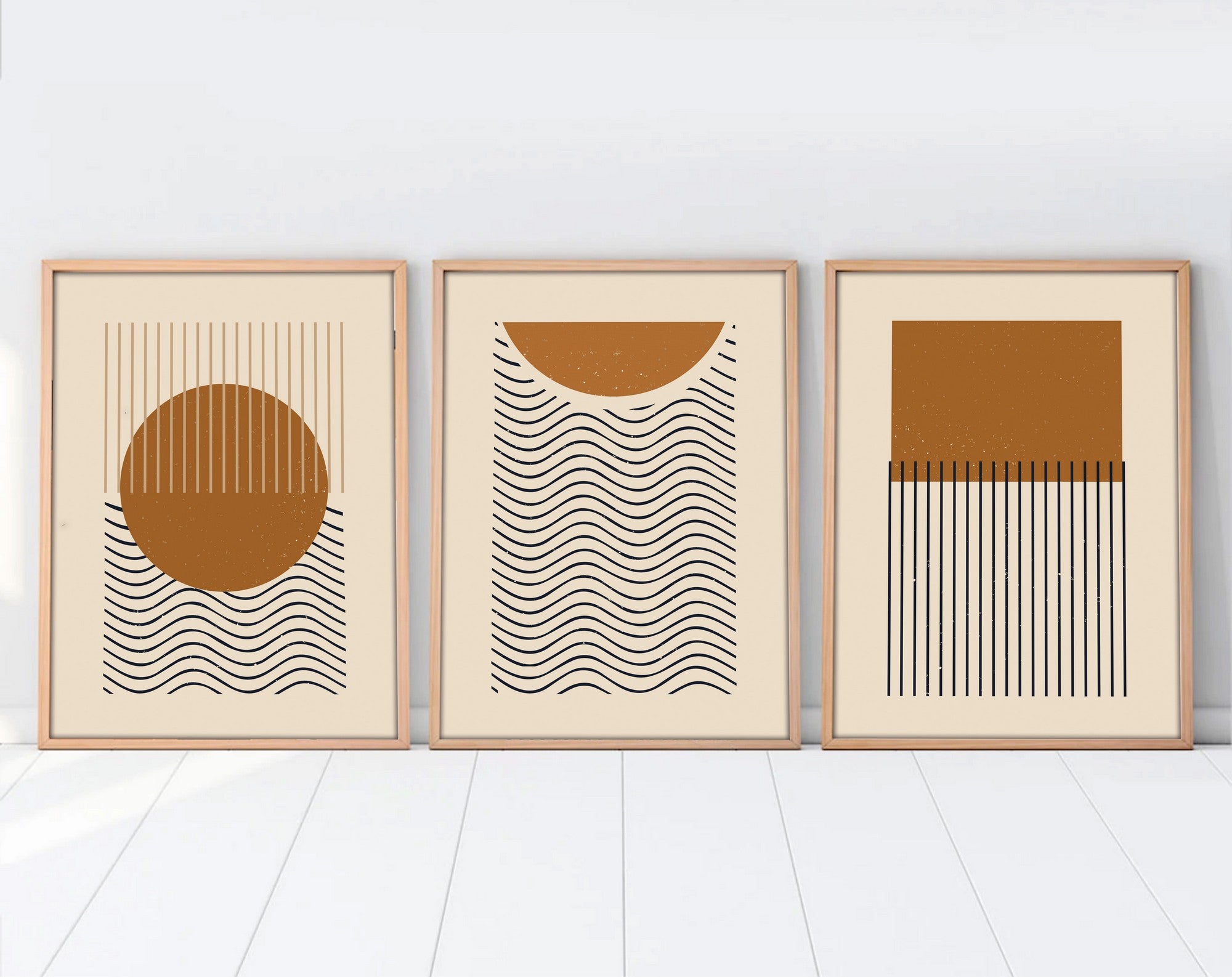 Quadro Decorativo Tríptico Huhu100 50 x 70 cm (3 Peças), Multicolor, MDF 3 mm com Moldura em Madeira Maciça